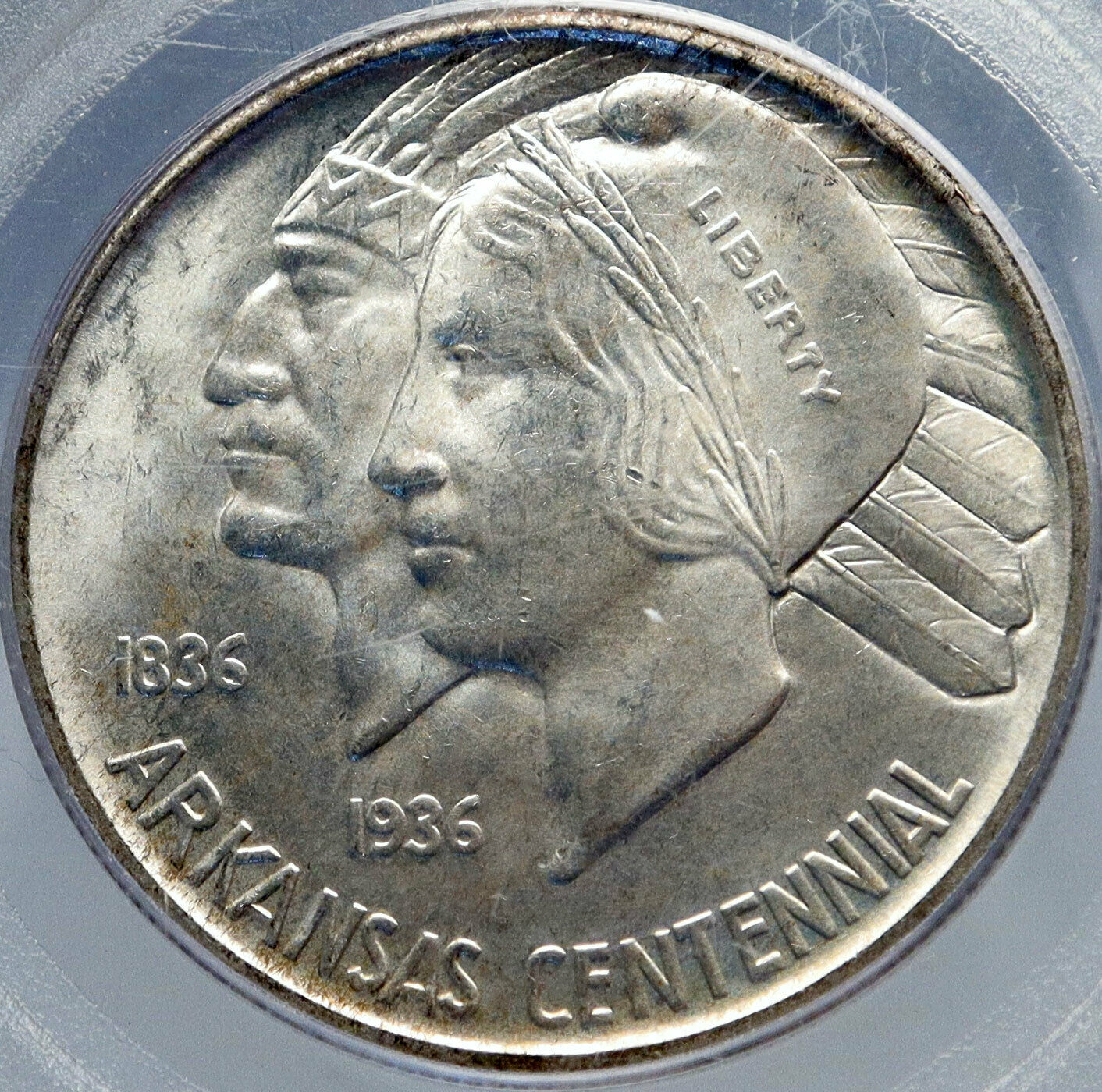 1937 ARKANSAS 100th Commemorative Silver Half Dollar US Coin PCGS MS 65 i82840