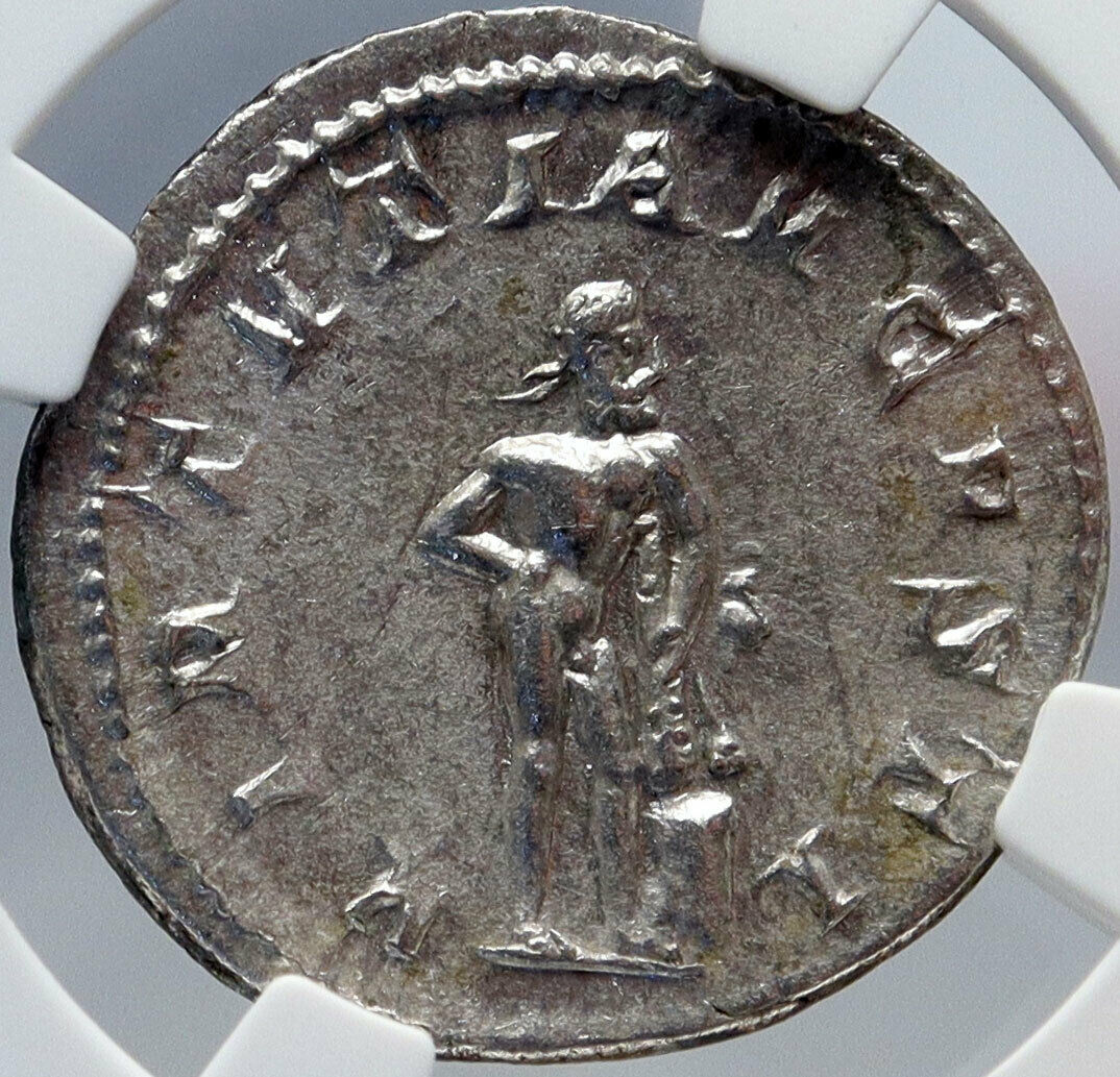 GORDIAN III Genuine Ancient Silver Roman Coin Farnese Hercules NGC Ch AU i82841