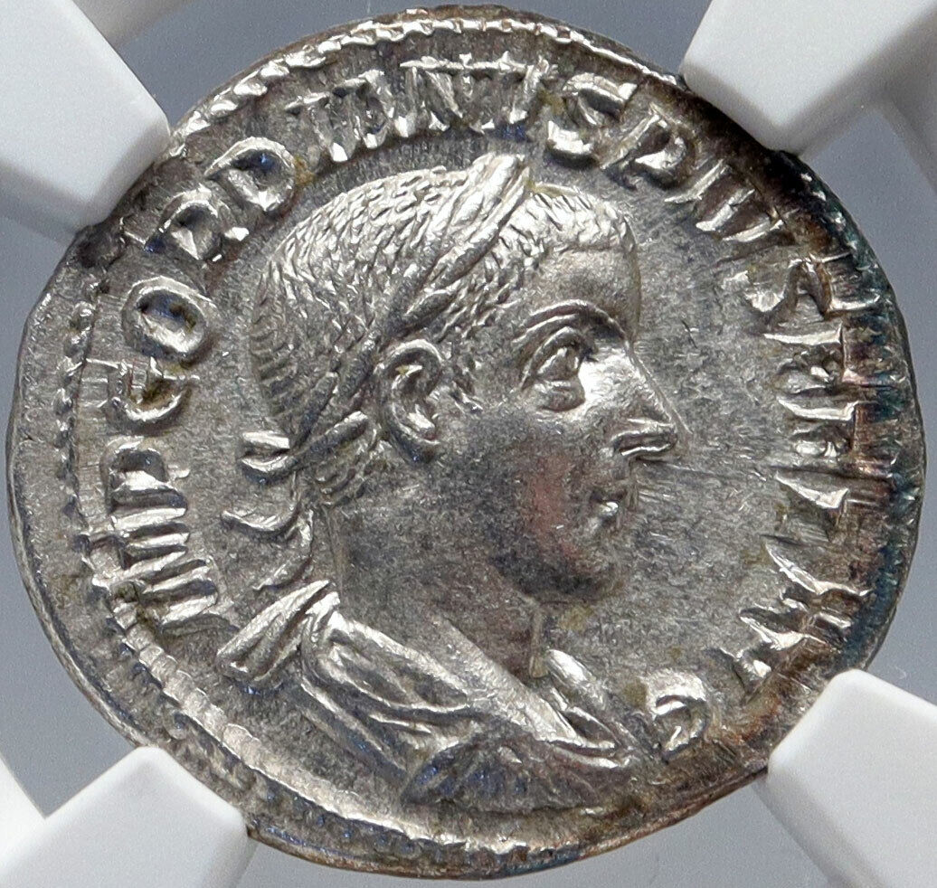 GORDIAN III Genuine Ancient Silver Roman Coin Farnese Hercules NGC Ch AU i82841