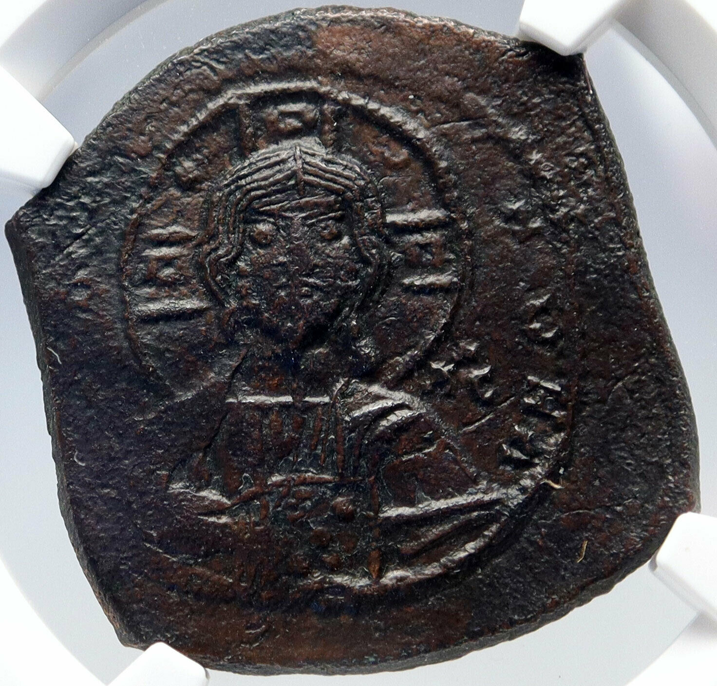 JESUS CHRIST Class B Anonymous Ancient Byzantine Follis Coin CROSS NGC i82849