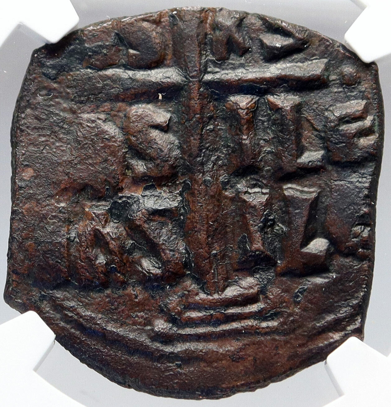 JESUS CHRIST Class B Anonymous Ancient Byzantine Follis Coin CROSS NGC i82849