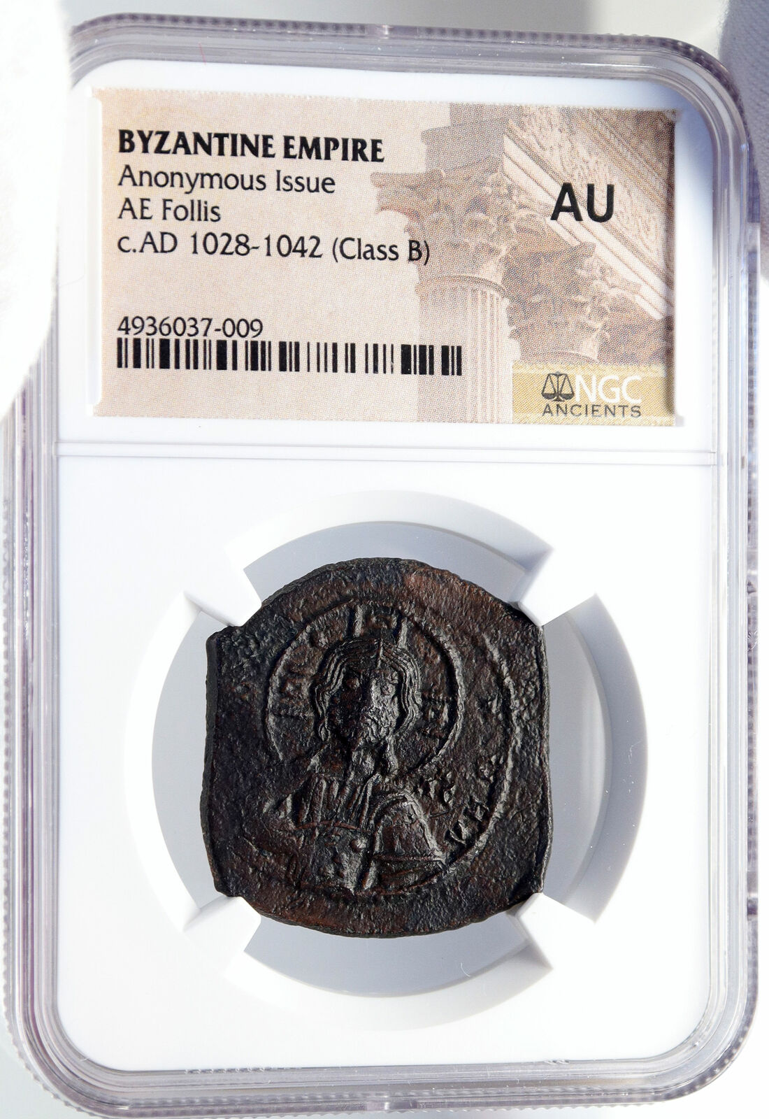 JESUS CHRIST Class B Anonymous Ancient Byzantine Follis Coin CROSS NGC i82849