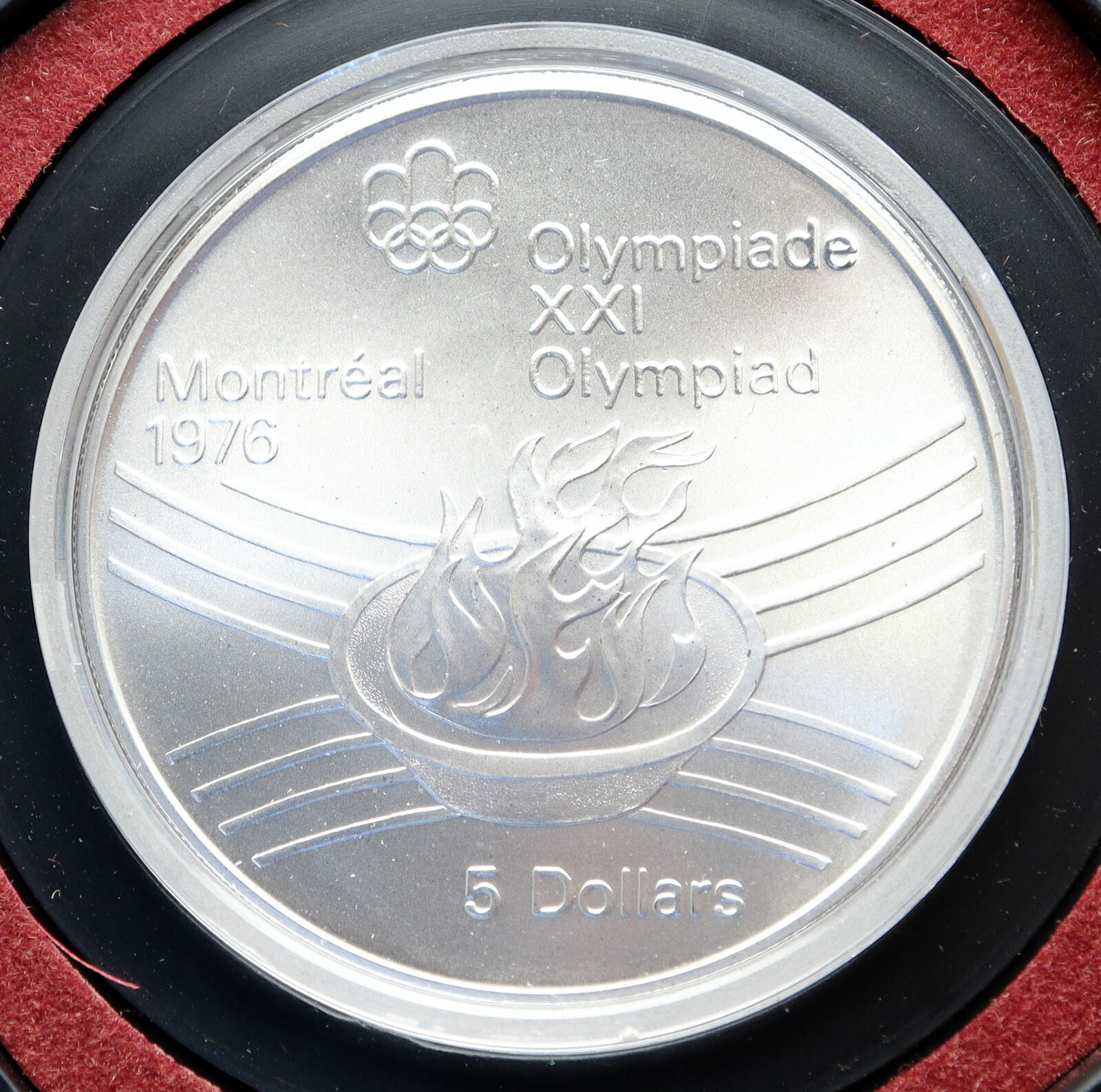 1976 CANADA Montreal Olympics TORCH FLAME Symbol Silver Coin IN GIFT CASE i82831