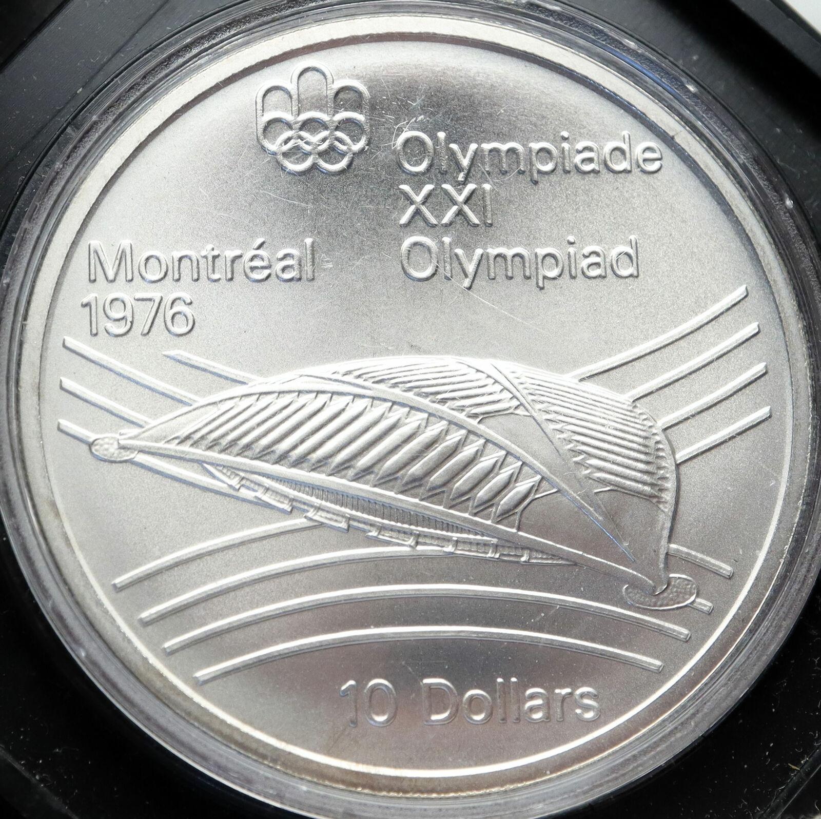 1976 CANADA Montreal Olympics VELODROME for CYCLING HUGE Silver Coin i82830