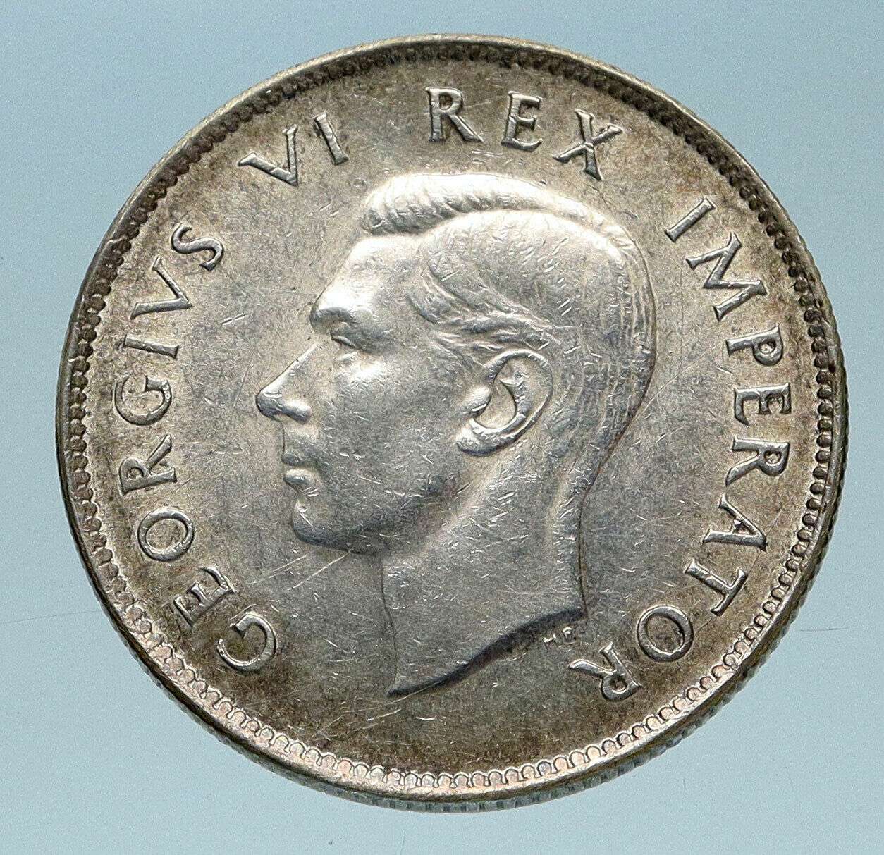 1943 SOUTH AFRICA Large GEORGE VI Shields Genuine Silver 2 Shillings Coin i83220