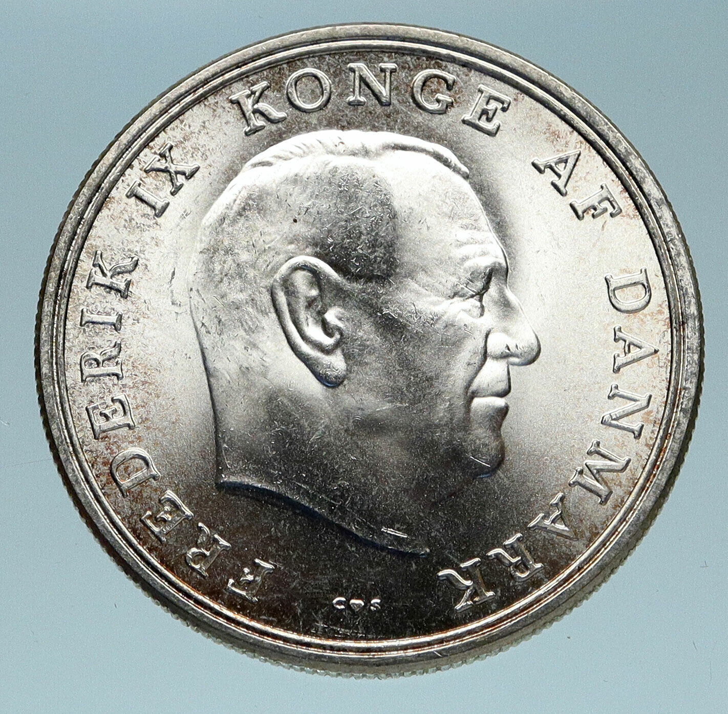 1964 DENMARK King Frederick IX Silver Princess ANNE MARIE WEDDING 5K Coin i83212