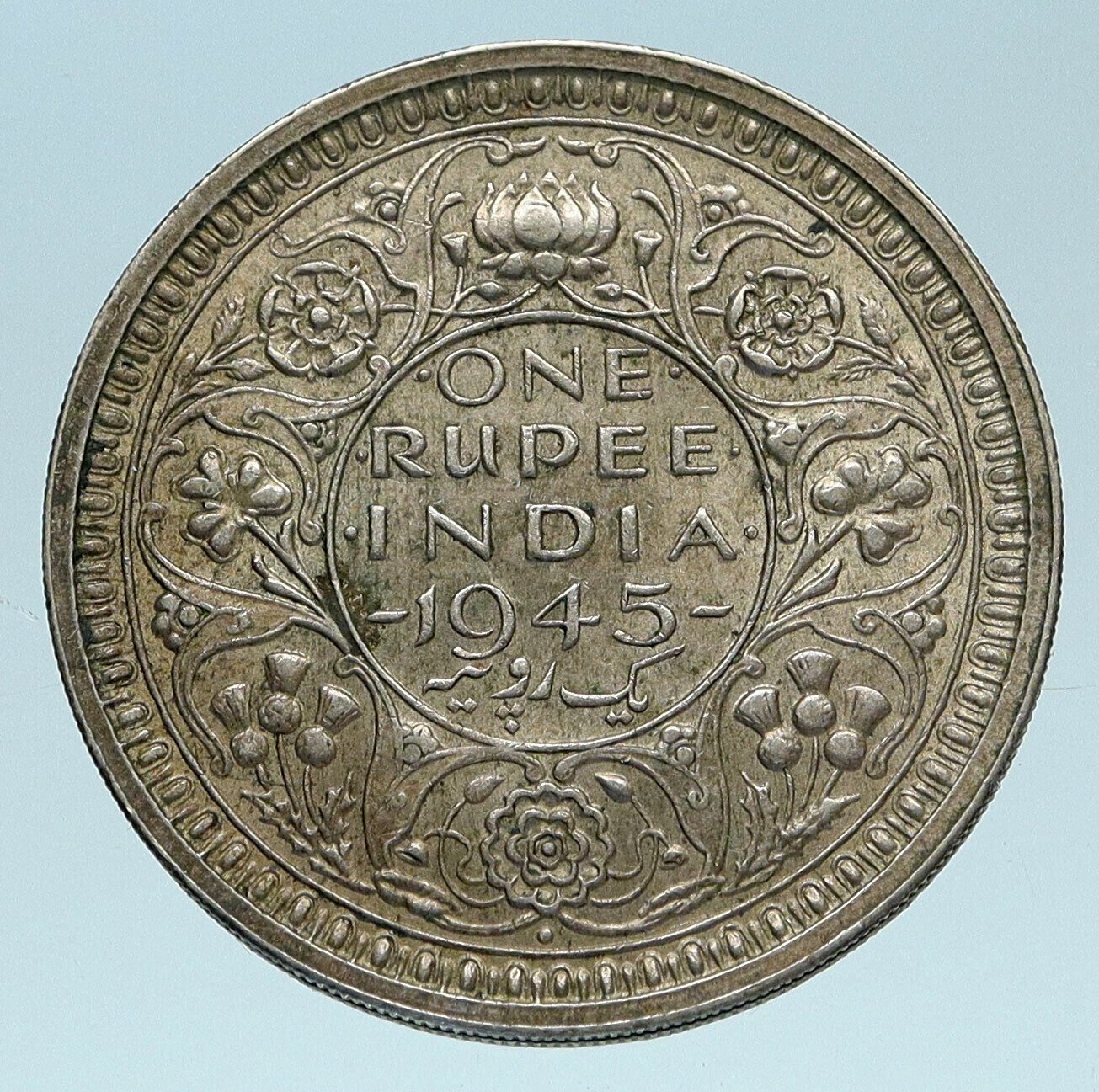 1945 INDIA STATES Indian Coin UK King George VI Antique Silver Rupee Coin i83216