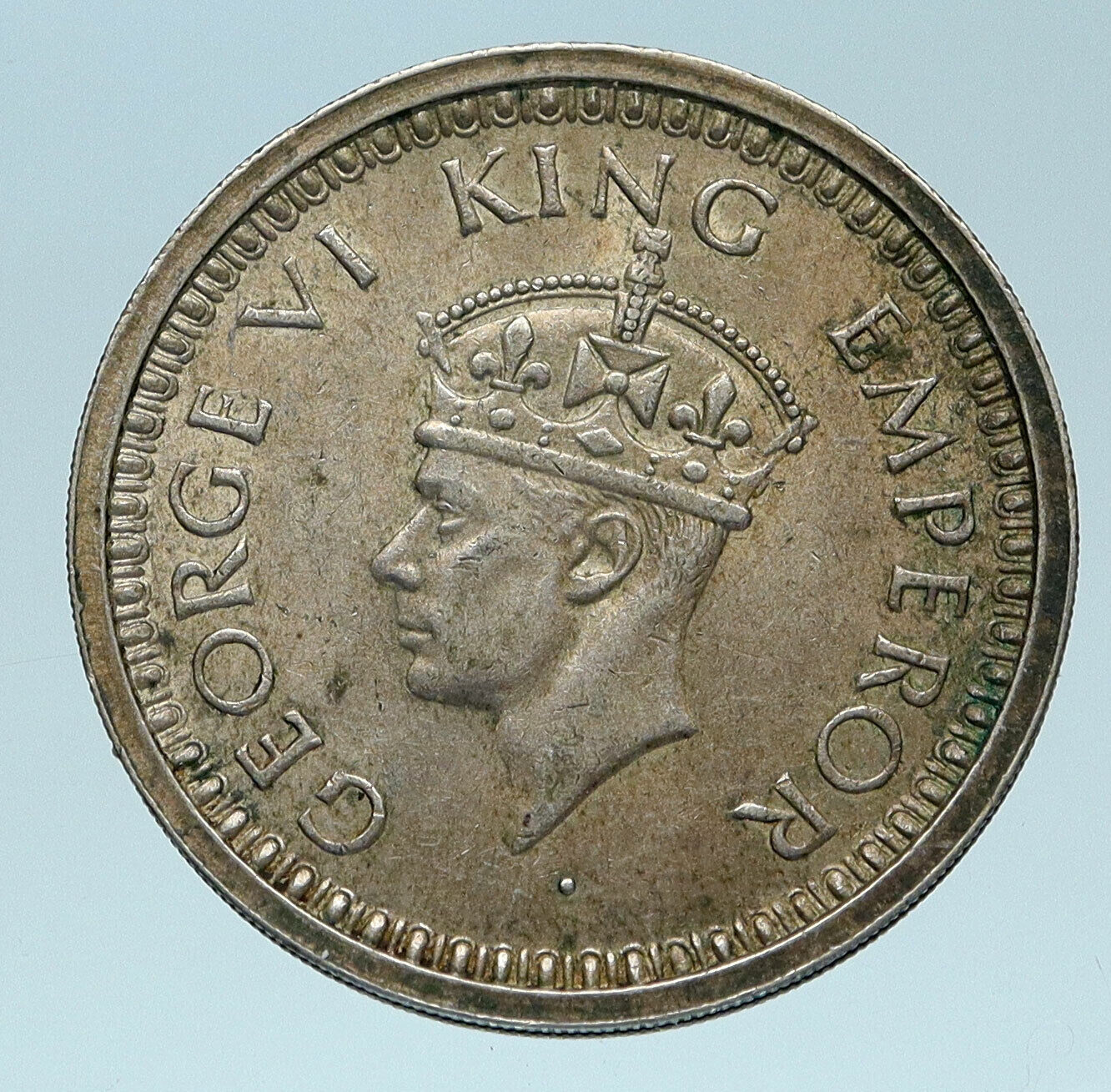 1945 INDIA STATES Indian Coin UK King George VI Antique Silver Rupee Coin i83216