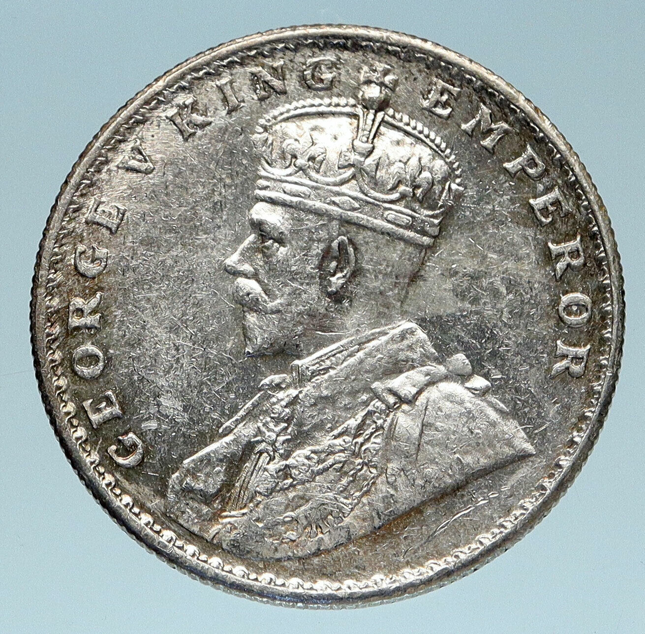 1919 B INDIA UK King George V Silver Antique RUPEE Vintage Indian Coin i83227