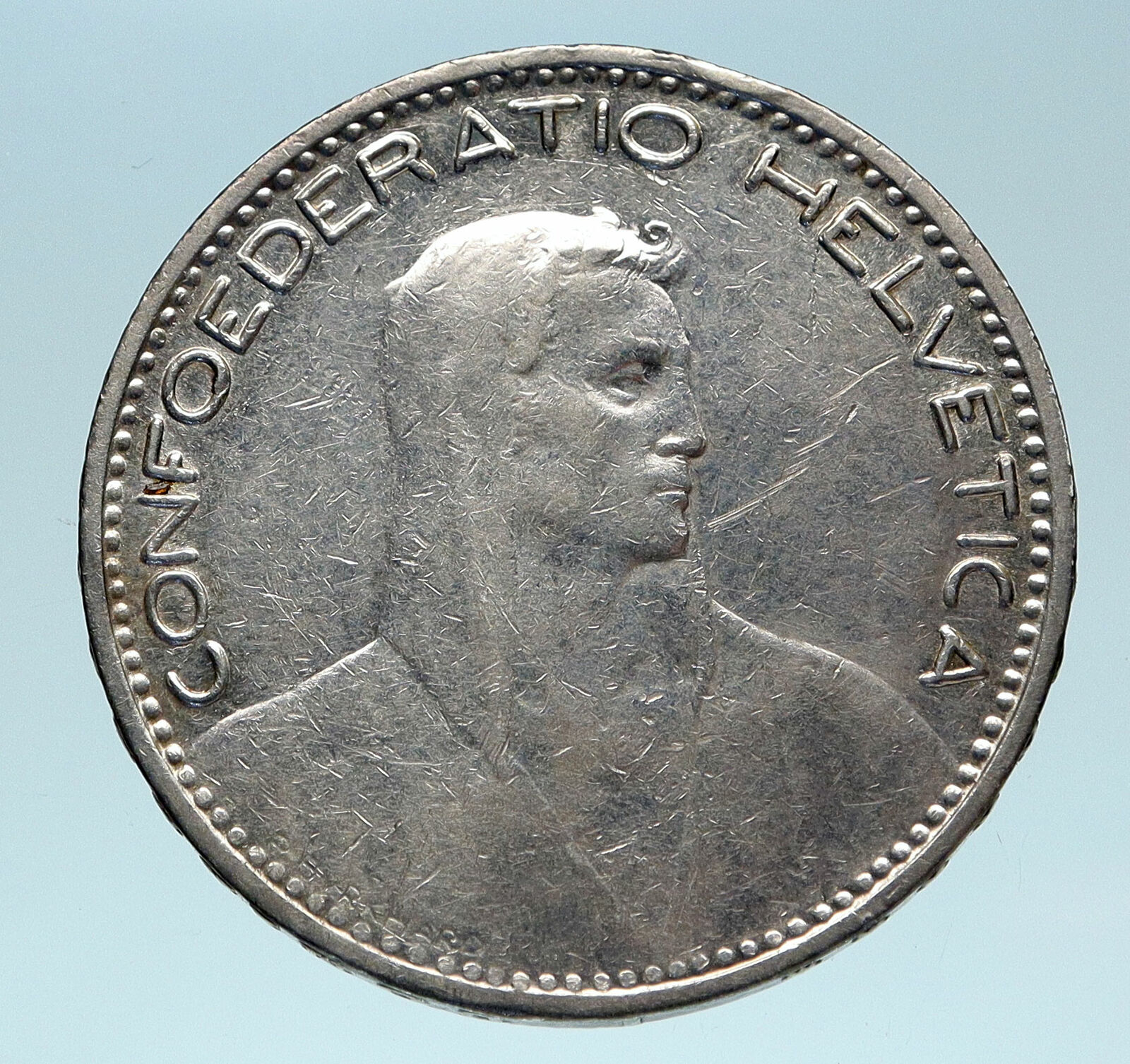 1923 B Switzerland Founding HERO WILLIAM TELL 5 Francs Silver Swiss Coin i83233