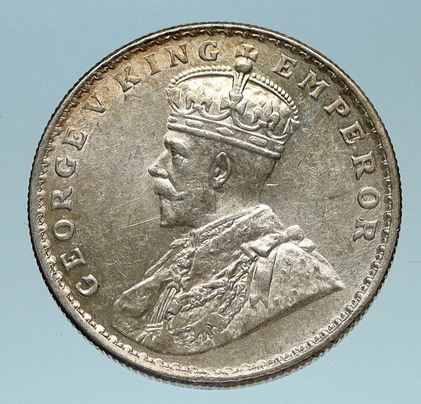 1919 INDIA UK King George V Silver Antique RUPEE Vintage Indian Coin i83237