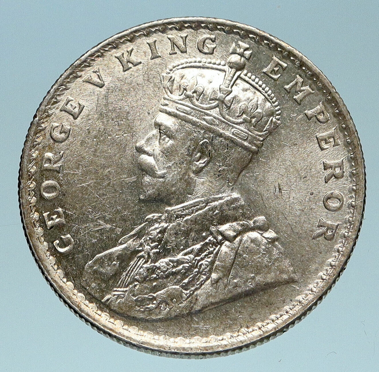 1919 INDIA UK King George V Silver Antique RUPEE Vintage Indian Coin i83240