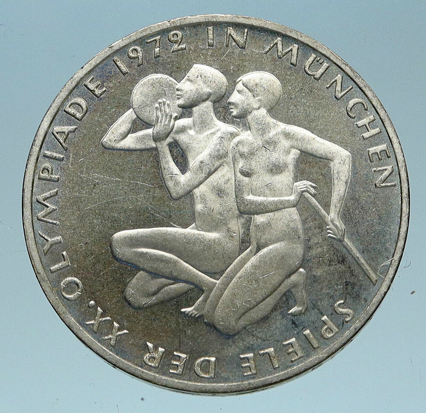 1972 Germany Munich Summer Olympics XX ATHLETES Proof Silver 10 Mark Coin i83246