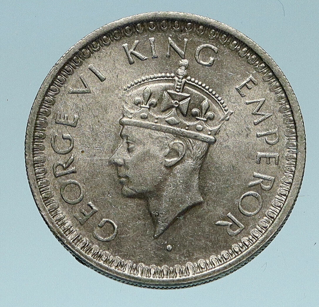 1945 L INDIA States UK George VI Antique OLD Silver 1/2 RUPEE Indian Coin i83261