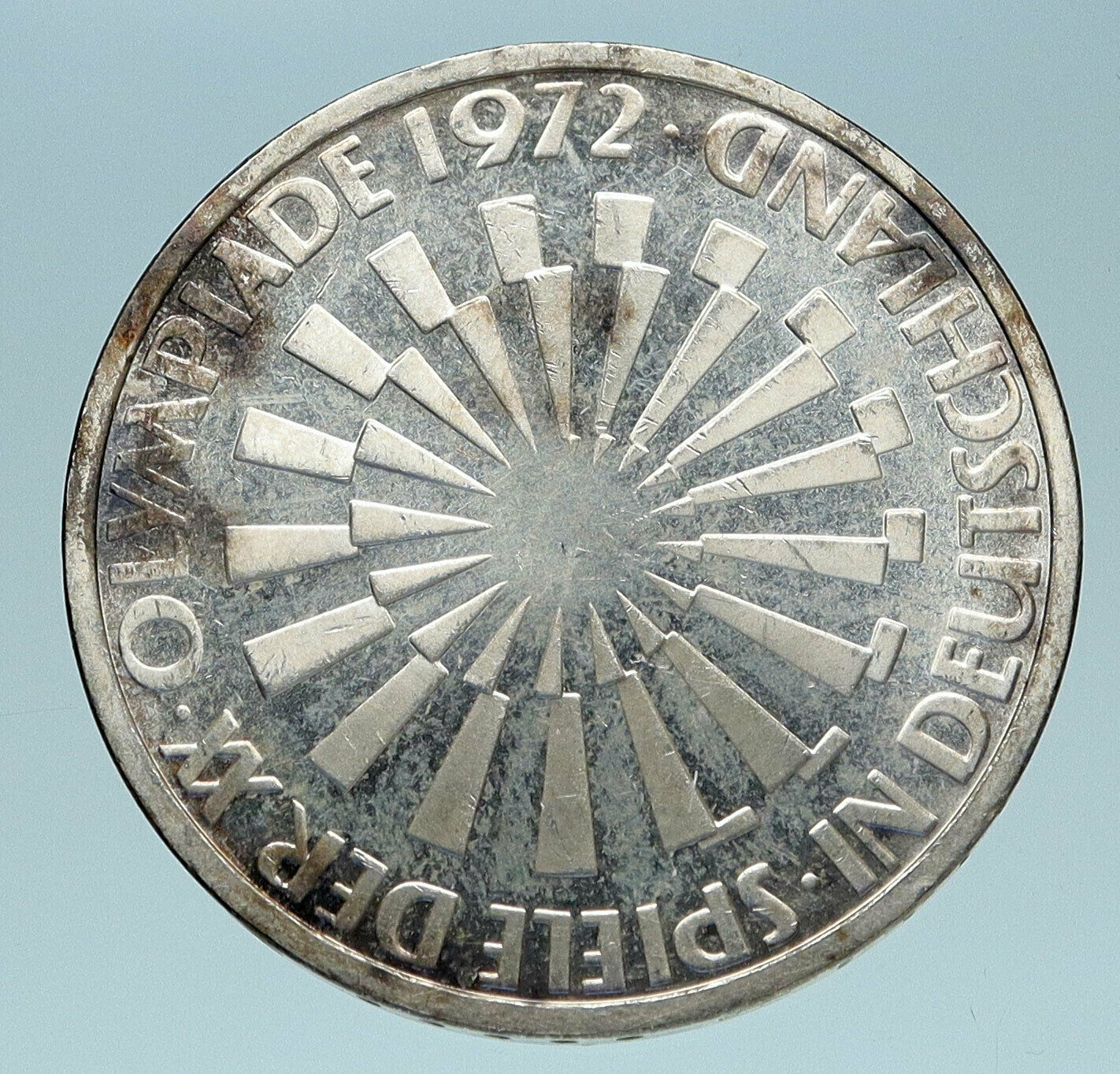 1972 Germany Munich Summer Olympic Antique Antique Silver 10 Mark Coin i83272