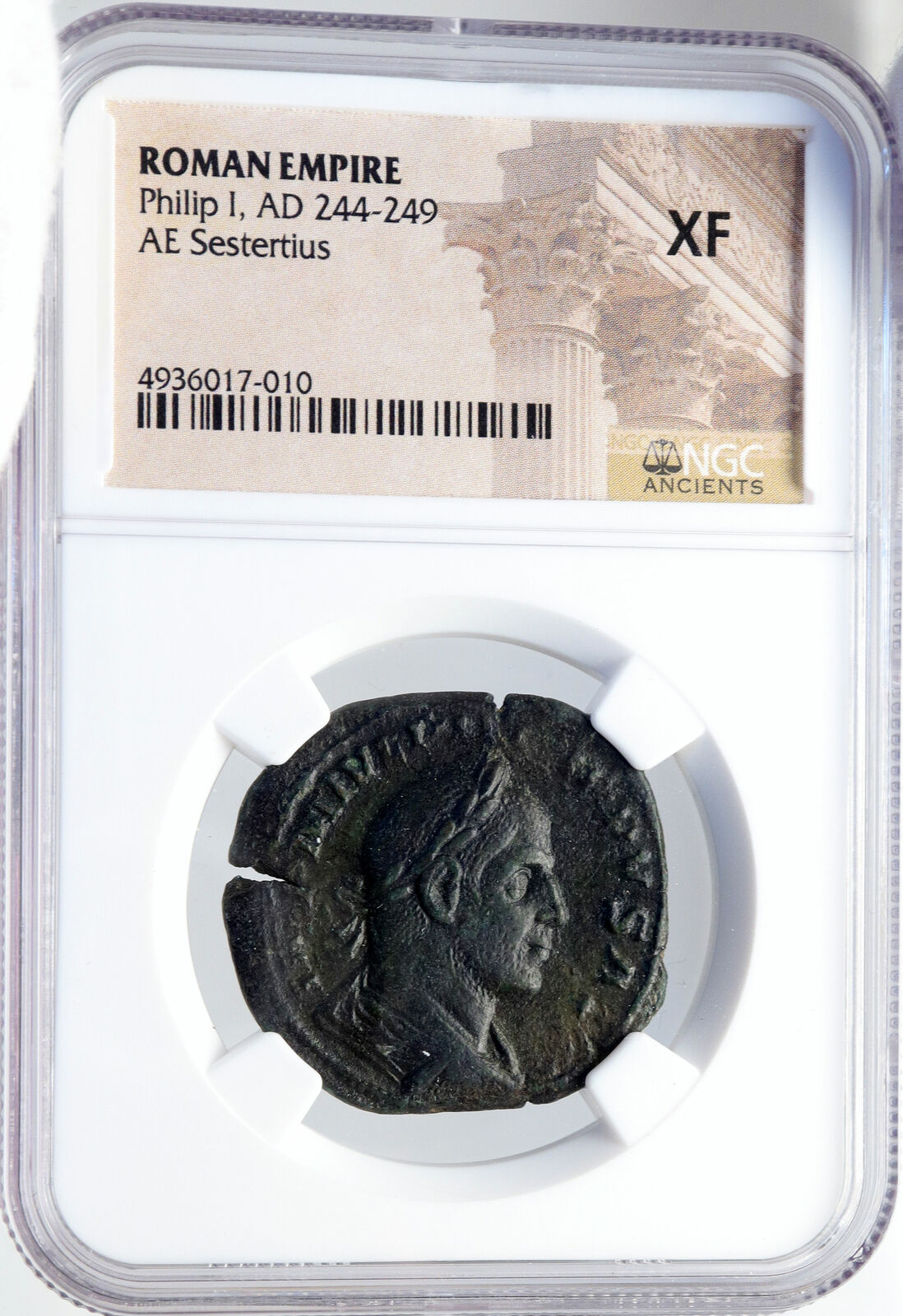 PHILIP I the ARAB Authentic Ancient SESTERTIUS Roman Coin CAPRICORN NGC i82892