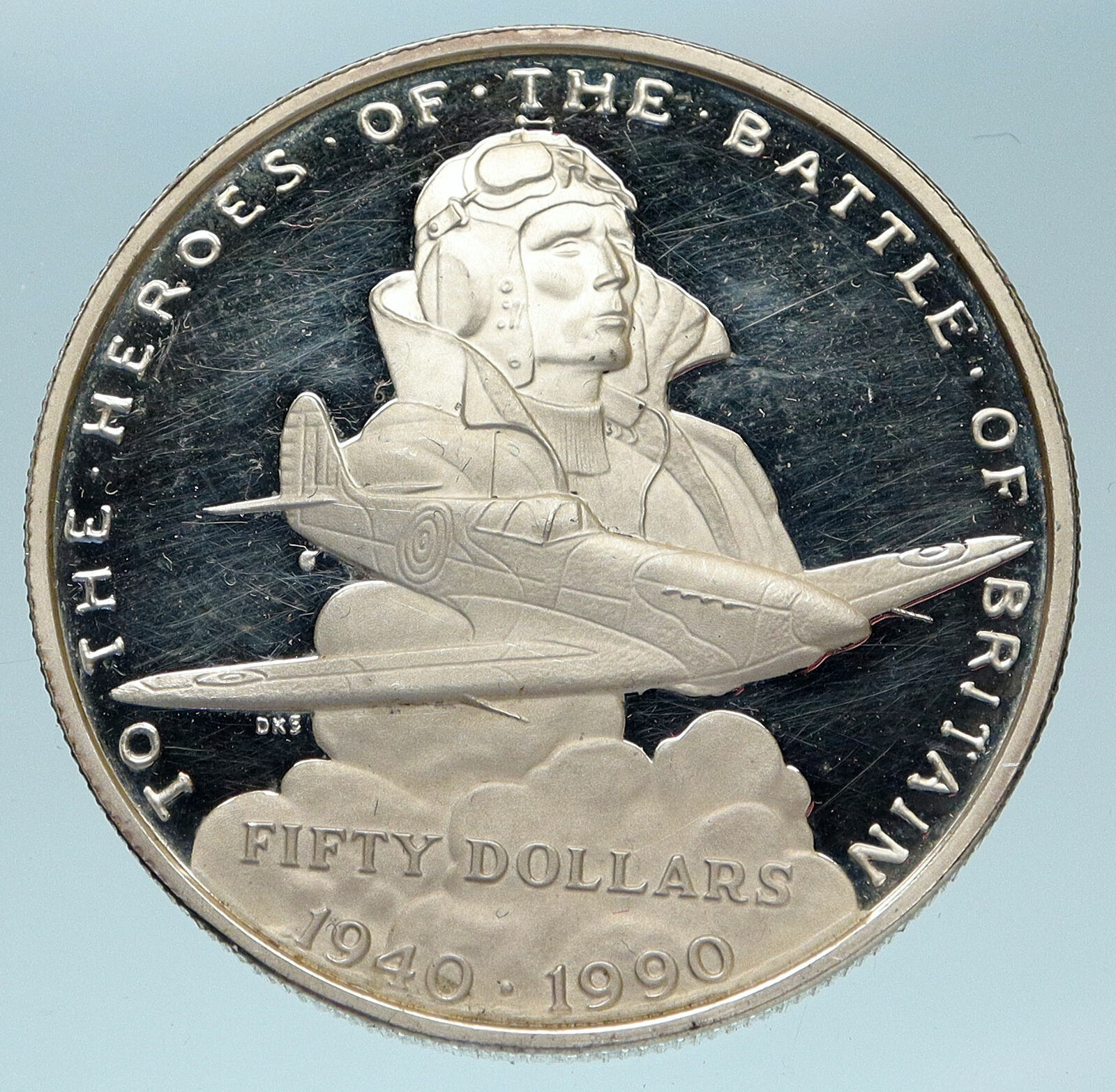 1990 MARSHALL ISLANDS Battle of Britain HERO Proof Silver 50 Dollars Coin i83266