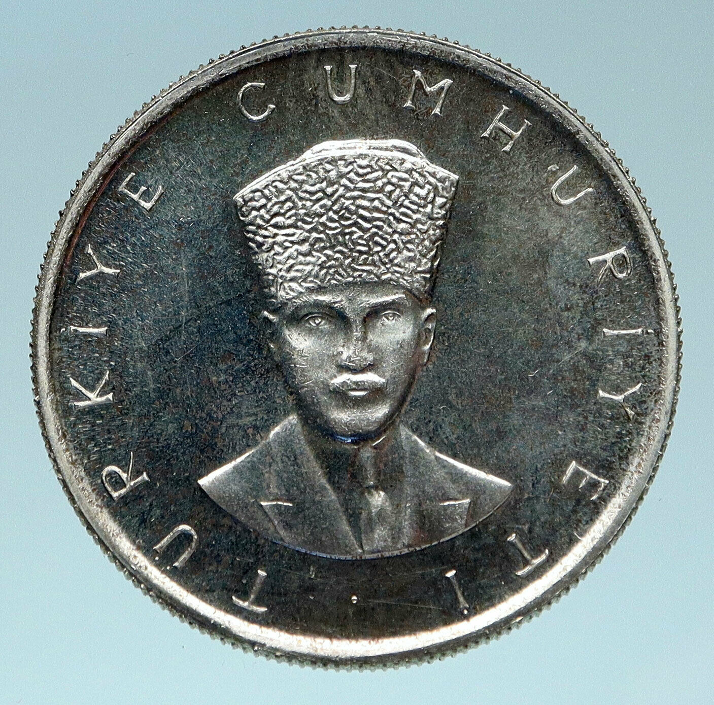 1970 TURKEY National Assembly in ANKARA Old Building Silver 25 Lira Coin i83285