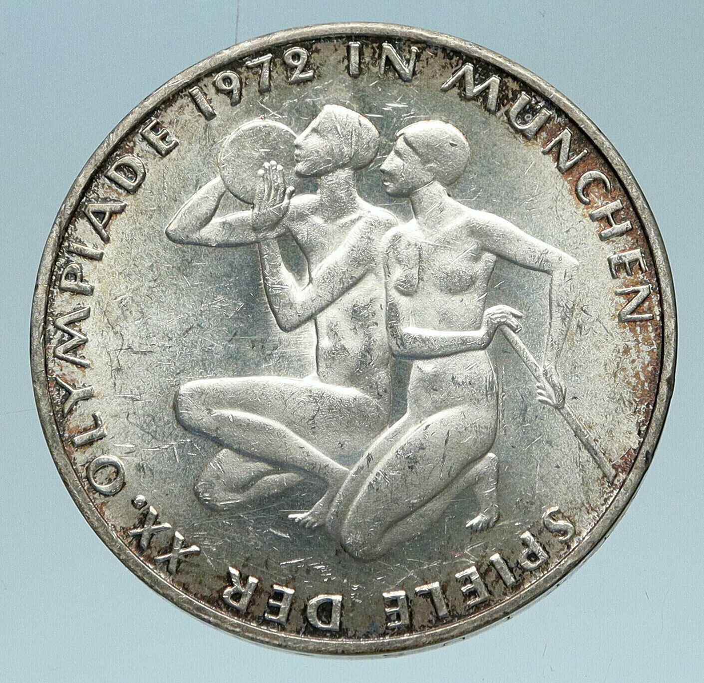 1972 Germany Munich Summer Olympics XX ATHLETES Proof Silver 10 Mark Coin i83297