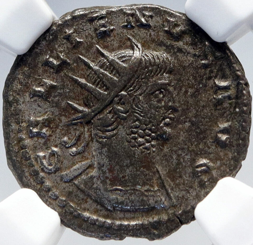 GALLIENUS Authentic Ancient 266AD Roman Coin DIANA LUCIFERA MOON NGC i82906