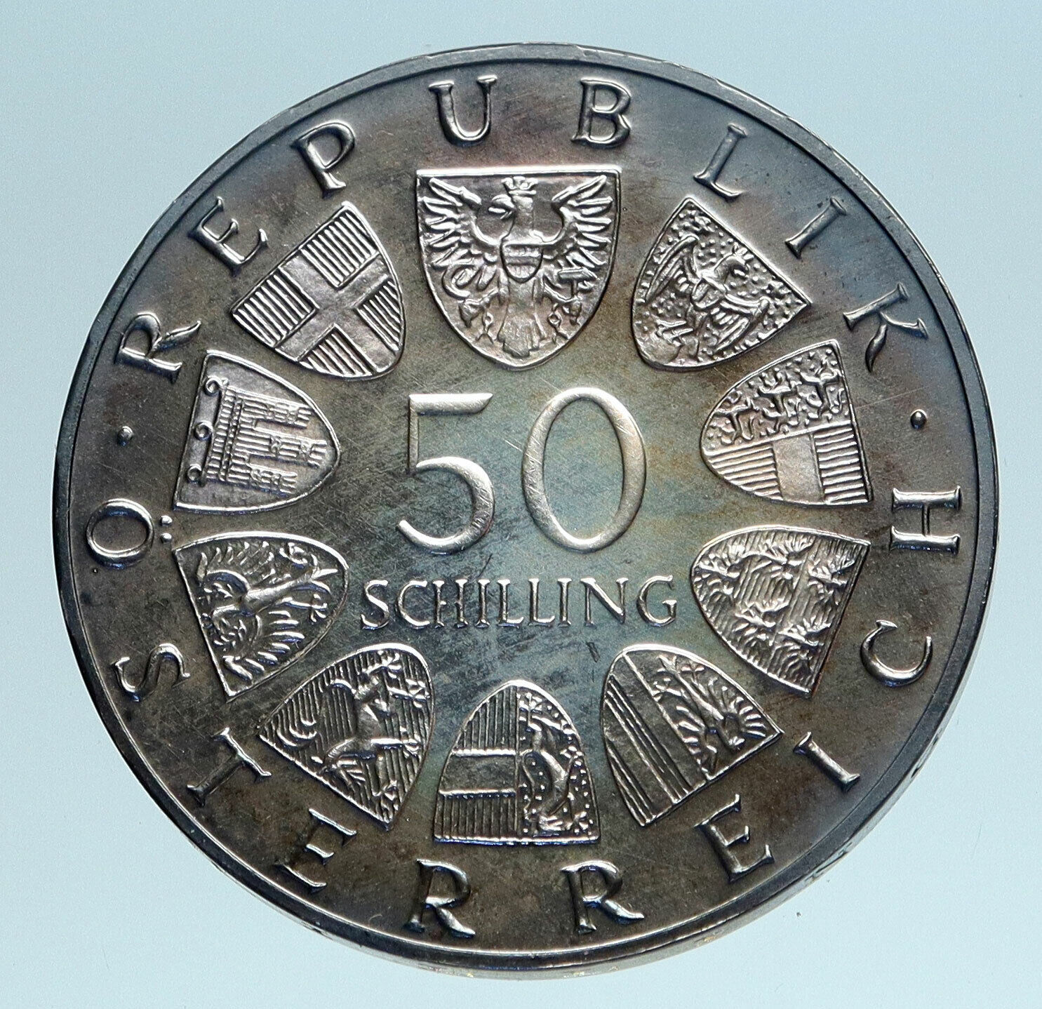 1965 AUSTRIA 600th of VIENNA UNIVERSITY Rudolf IV Der Stifter Silver Coin i83314