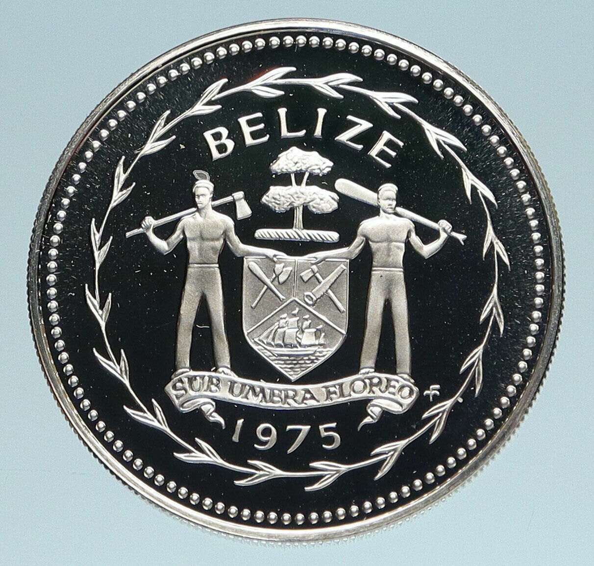 1975 BELIZE Avifauna FRIGATE BIRDS Old Genuine Proof Silver 50 Cents Coin i83317