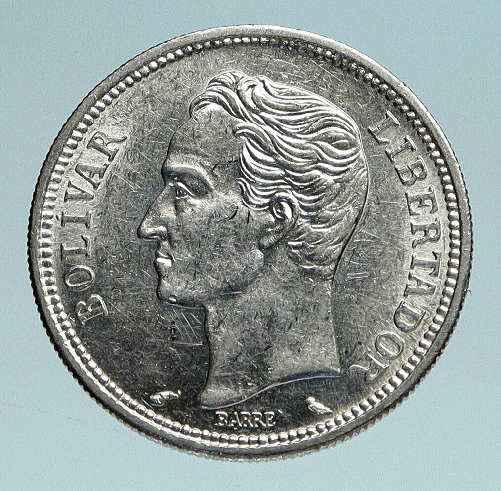 1960 Freemason President Simon Bolivar VENEZUELA Founder 1BLV Silver Coin i83326