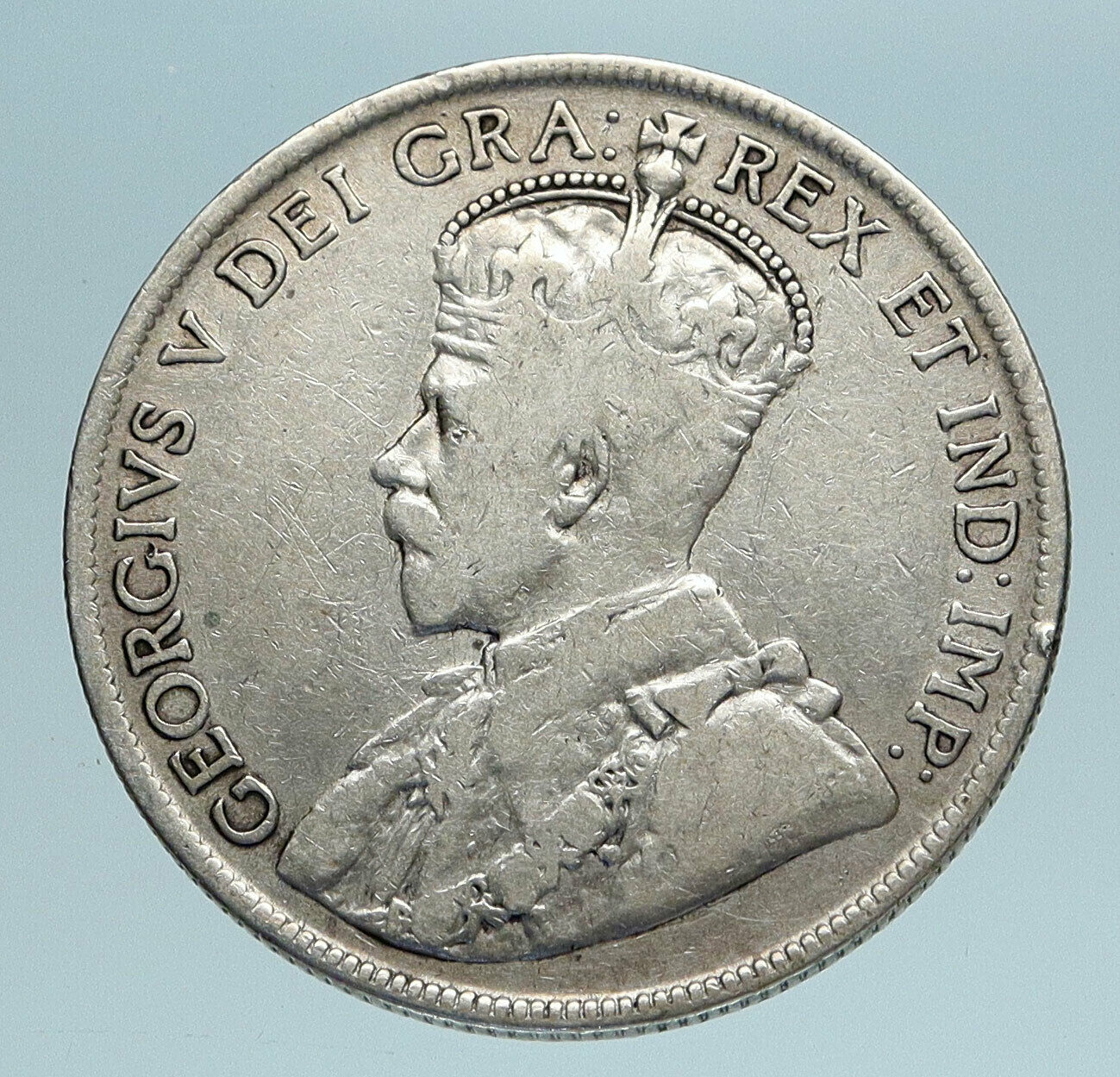 1919 C CANADA Newfoundland UK King George V Genuine SILVER 50 CENTS Coin i83313