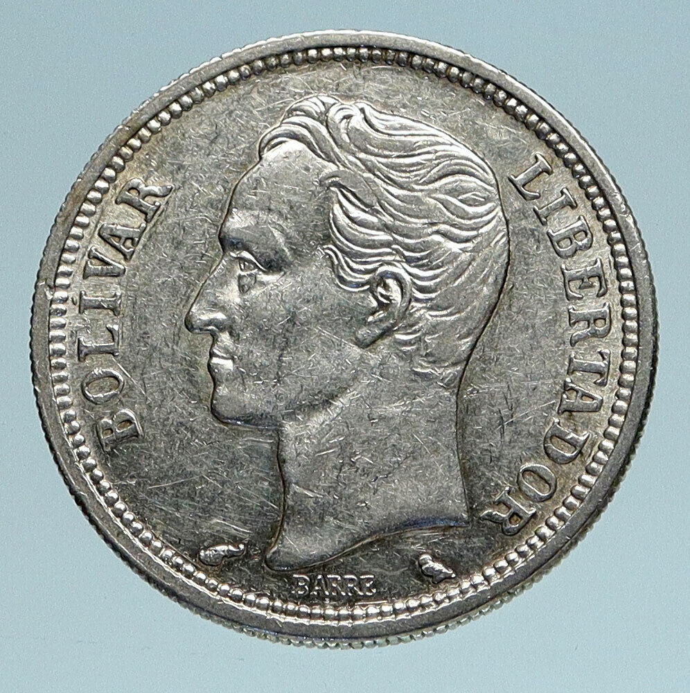 1960 Freemason President Simon Bolivar VENEZUELA Founder 1BLV Silver Coin i83319