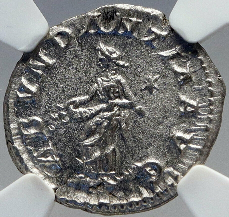 ELAGABALUS Authentic ANcient 220AD Silver Roman Coin w ABUNDANTIA NGC i82911