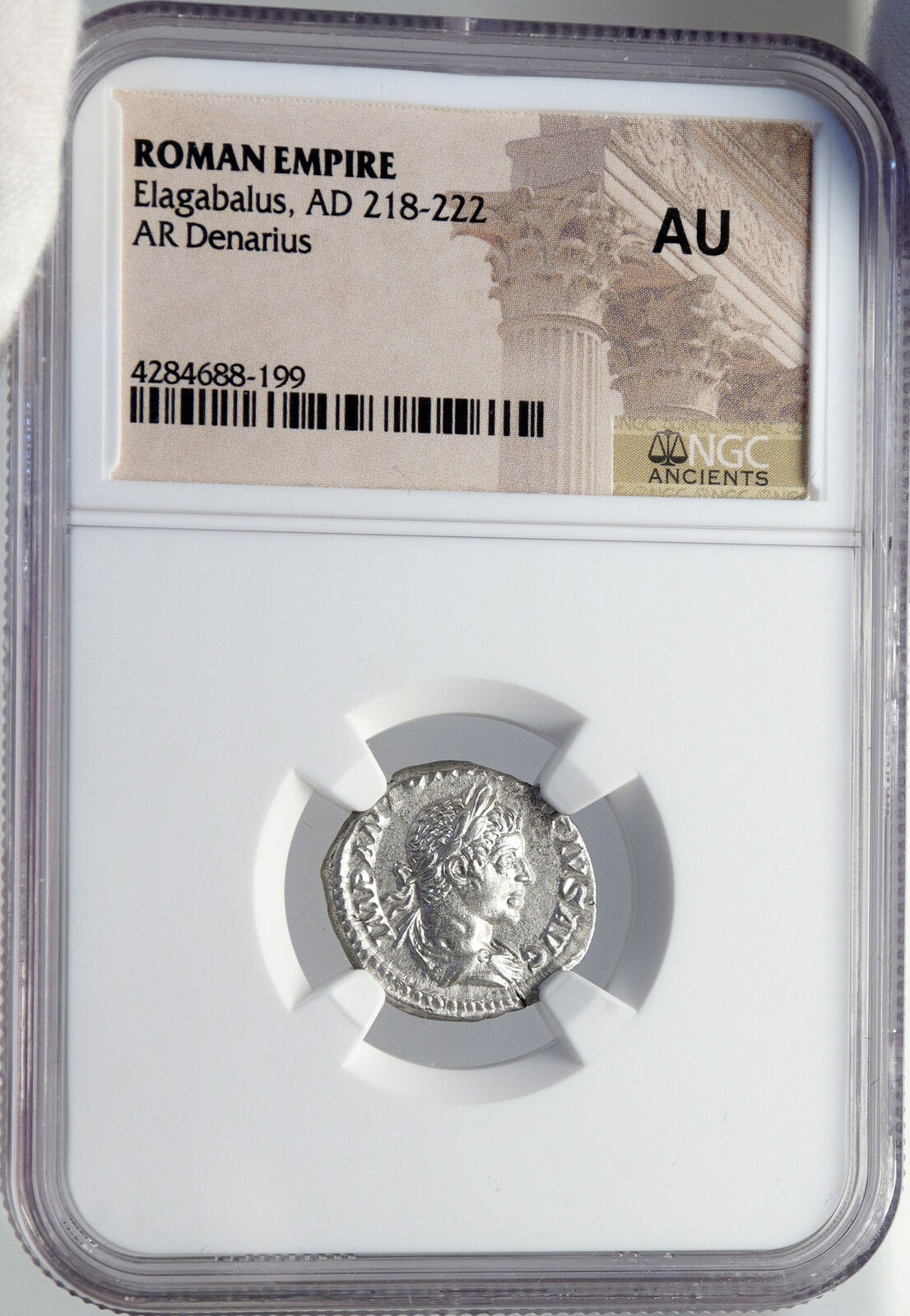 ELAGABALUS Authentic ANcient 220AD Silver Roman Coin w ABUNDANTIA NGC i82911