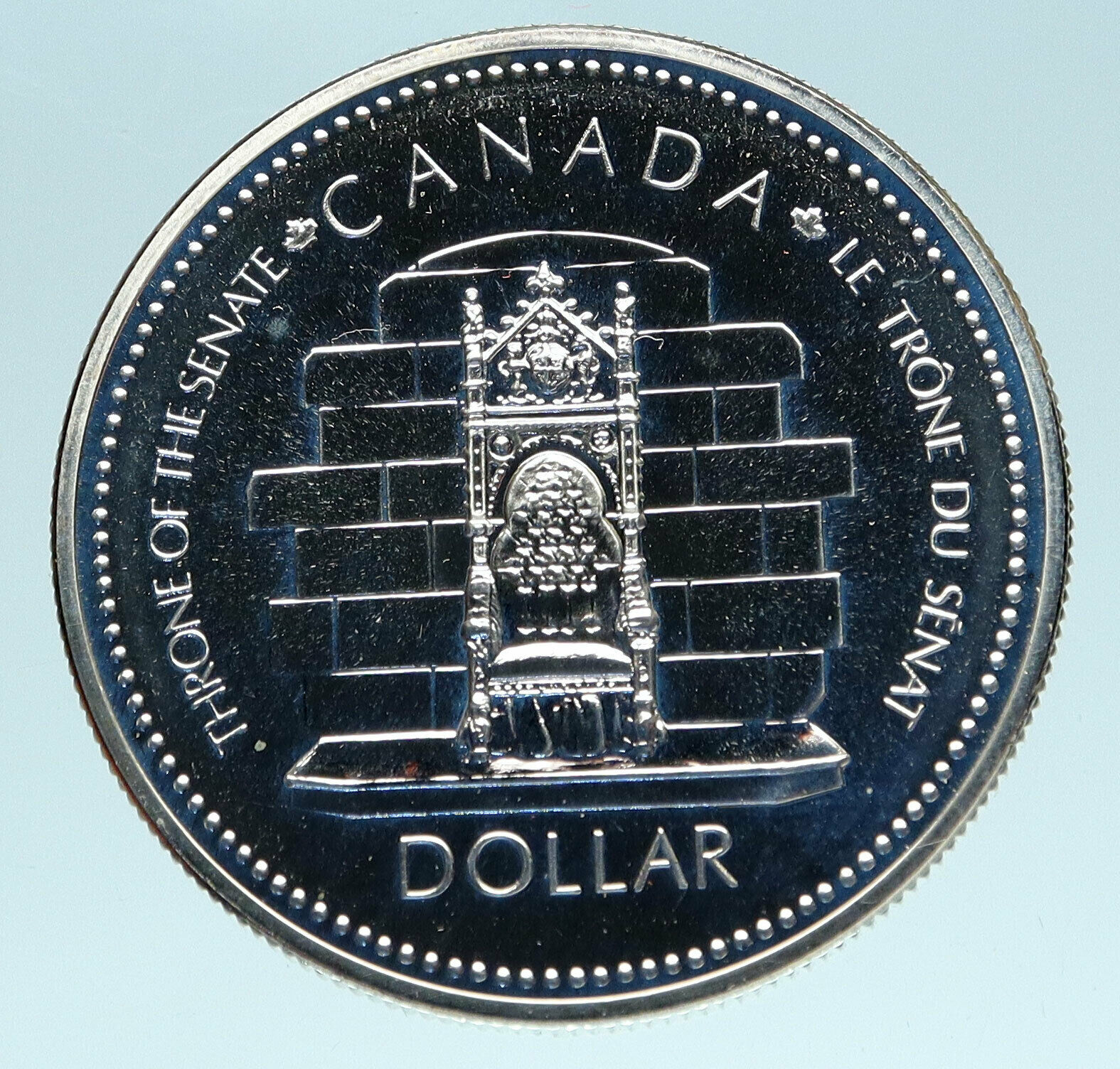 1977 CANADA UK Queen ELIZABETH II Senate Throne PFLIKE Silver Dollar Coin i83452