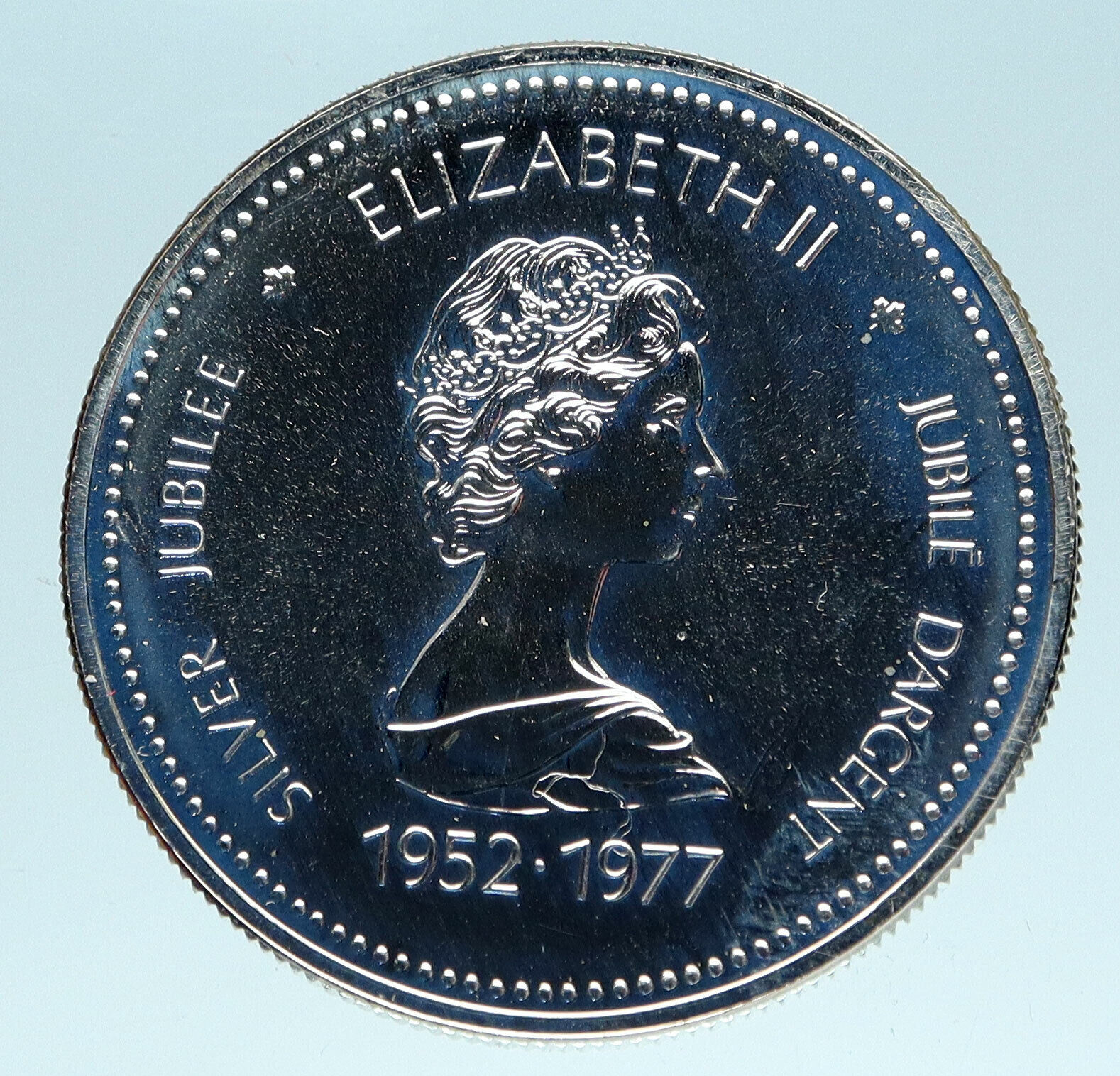 1977 CANADA UK Queen ELIZABETH II Senate Throne PFLIKE Silver Dollar Coin i83452