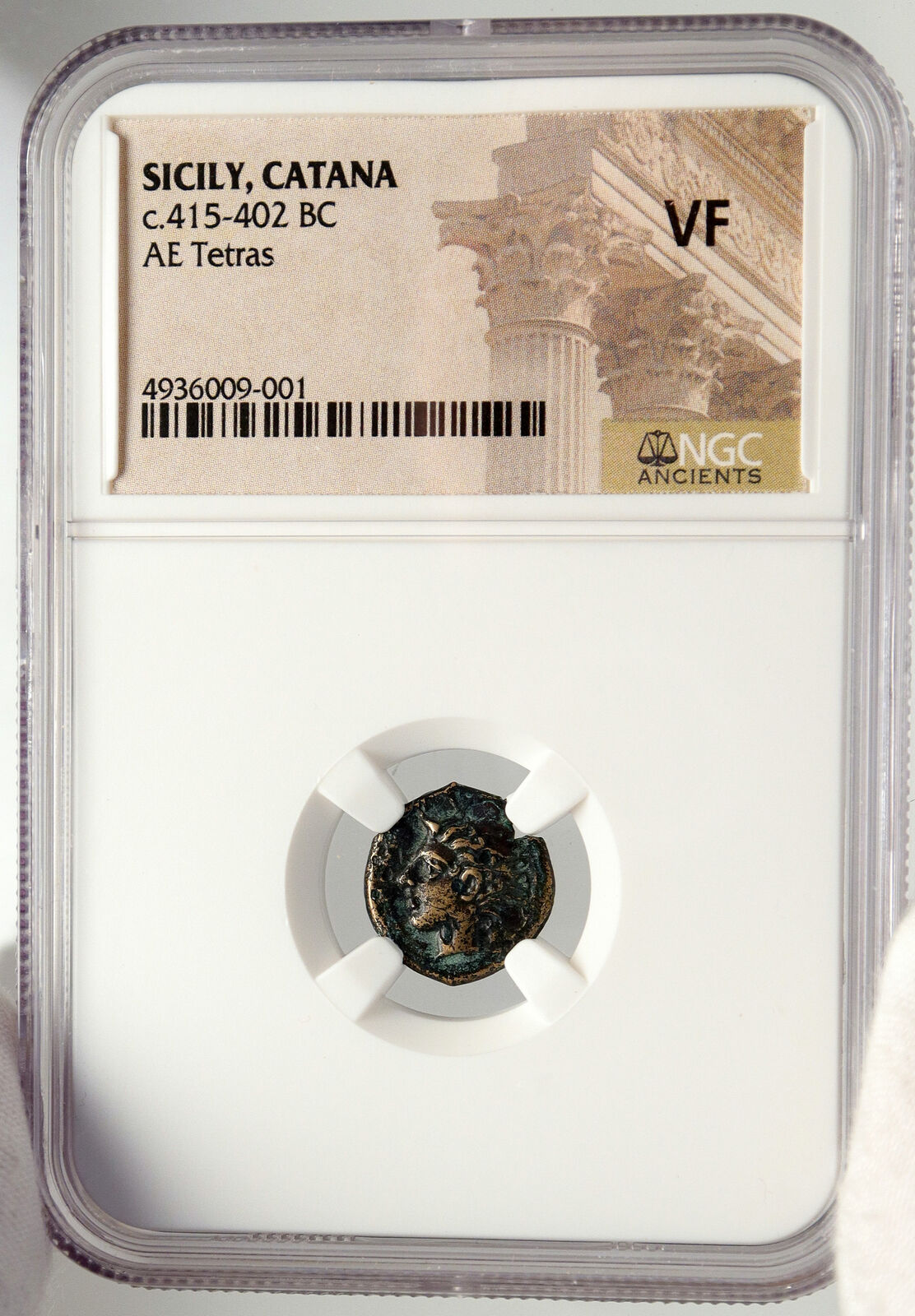 KATANAE SICILY Authentic Ancient 415BC Original Greek Coin RIVER GOD NGC i83558