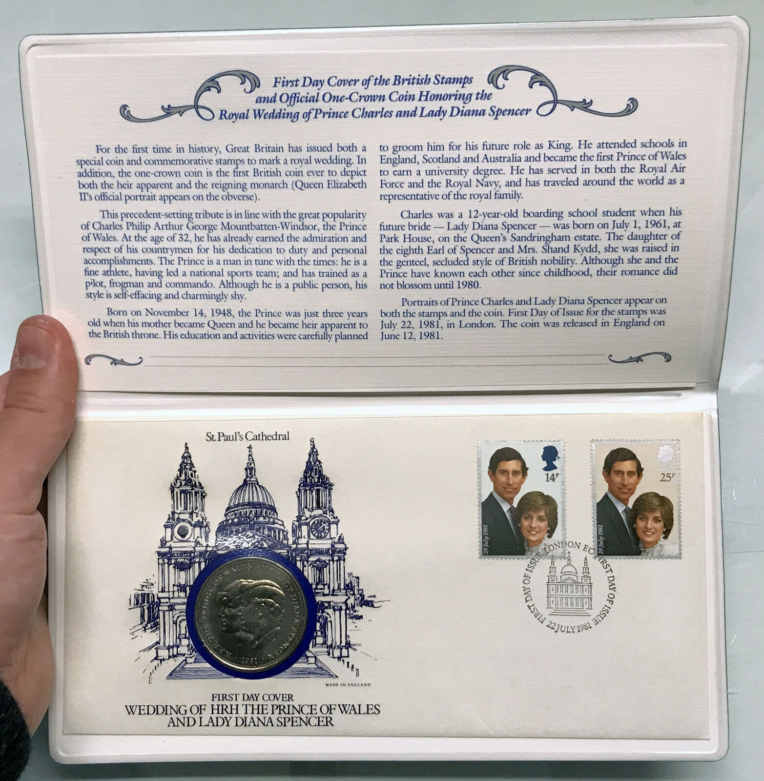 1981 ROYAL WEDDING Prince Charles & Princess Diana One Crown Coin Stamps i65210