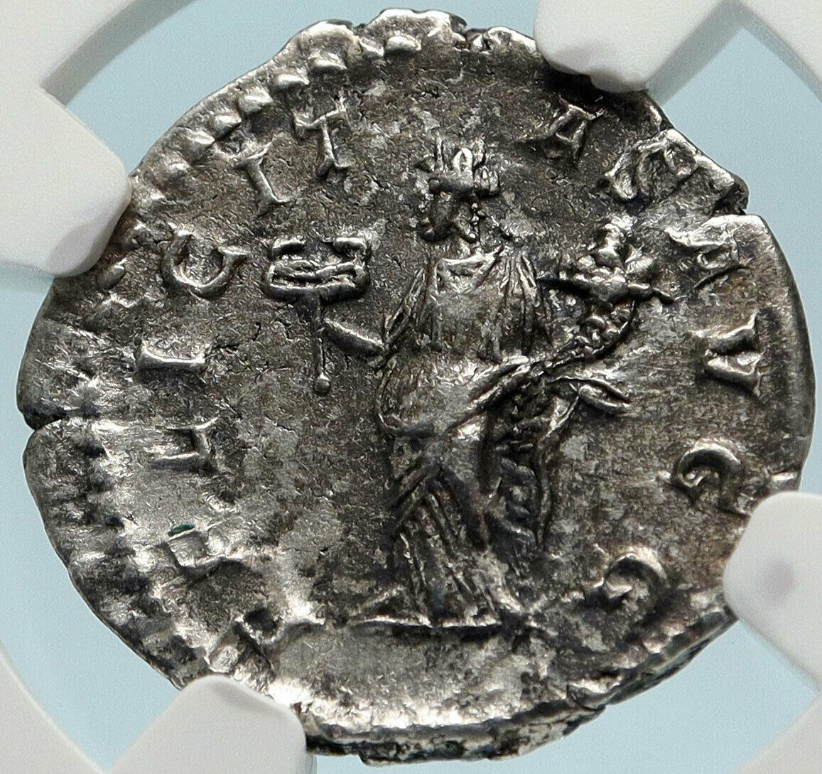 CARACALLA Authentic Ancient 205AD Genuine Silver Roman Coin FELICITAS NGC i83585