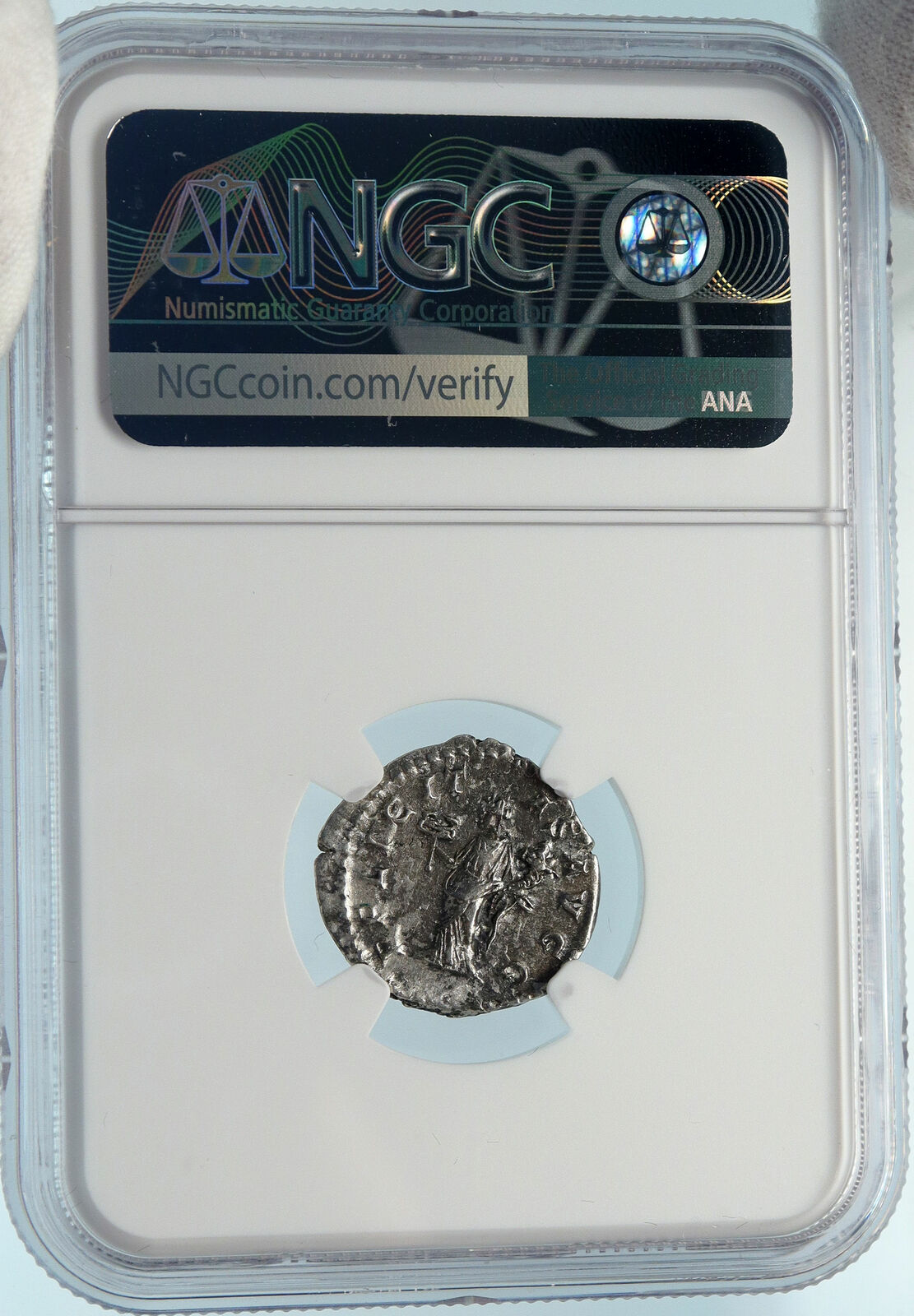 CARACALLA Authentic Ancient 205AD Genuine Silver Roman Coin FELICITAS NGC i83585