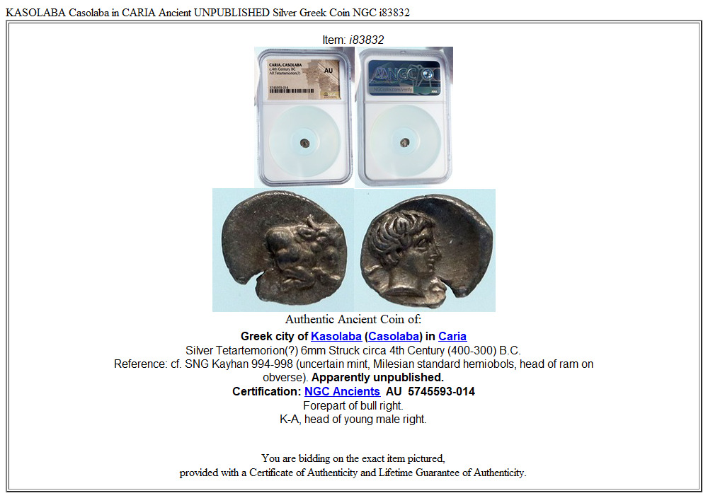 KASOLABA Casolaba in CARIA Ancient UNPUBLISHED Silver Greek Coin NGC i83832