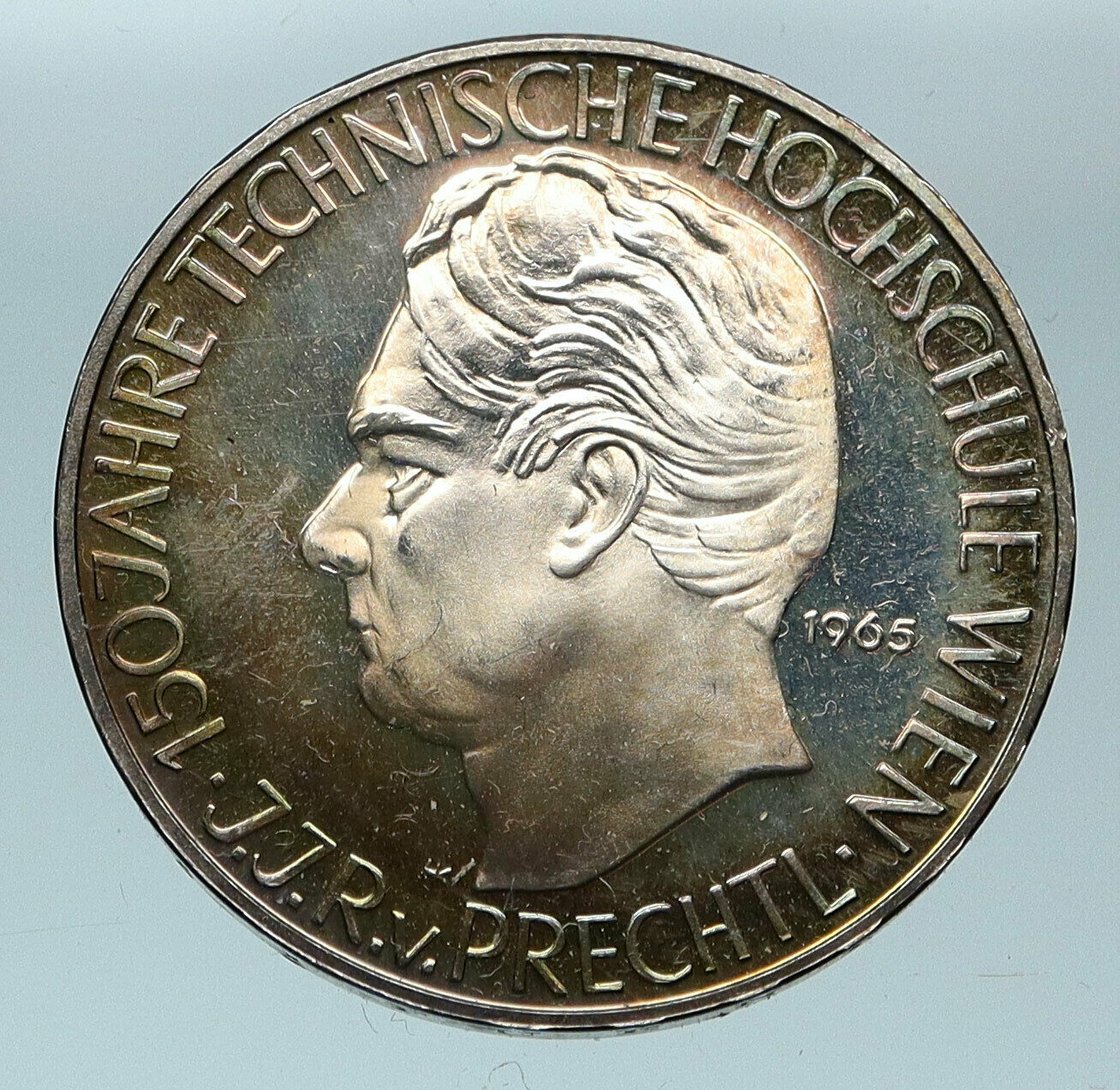 1965 AUSTRIA Vienna Tech School J J von Prechtl Proof Silver 25 Slng Coin i83666