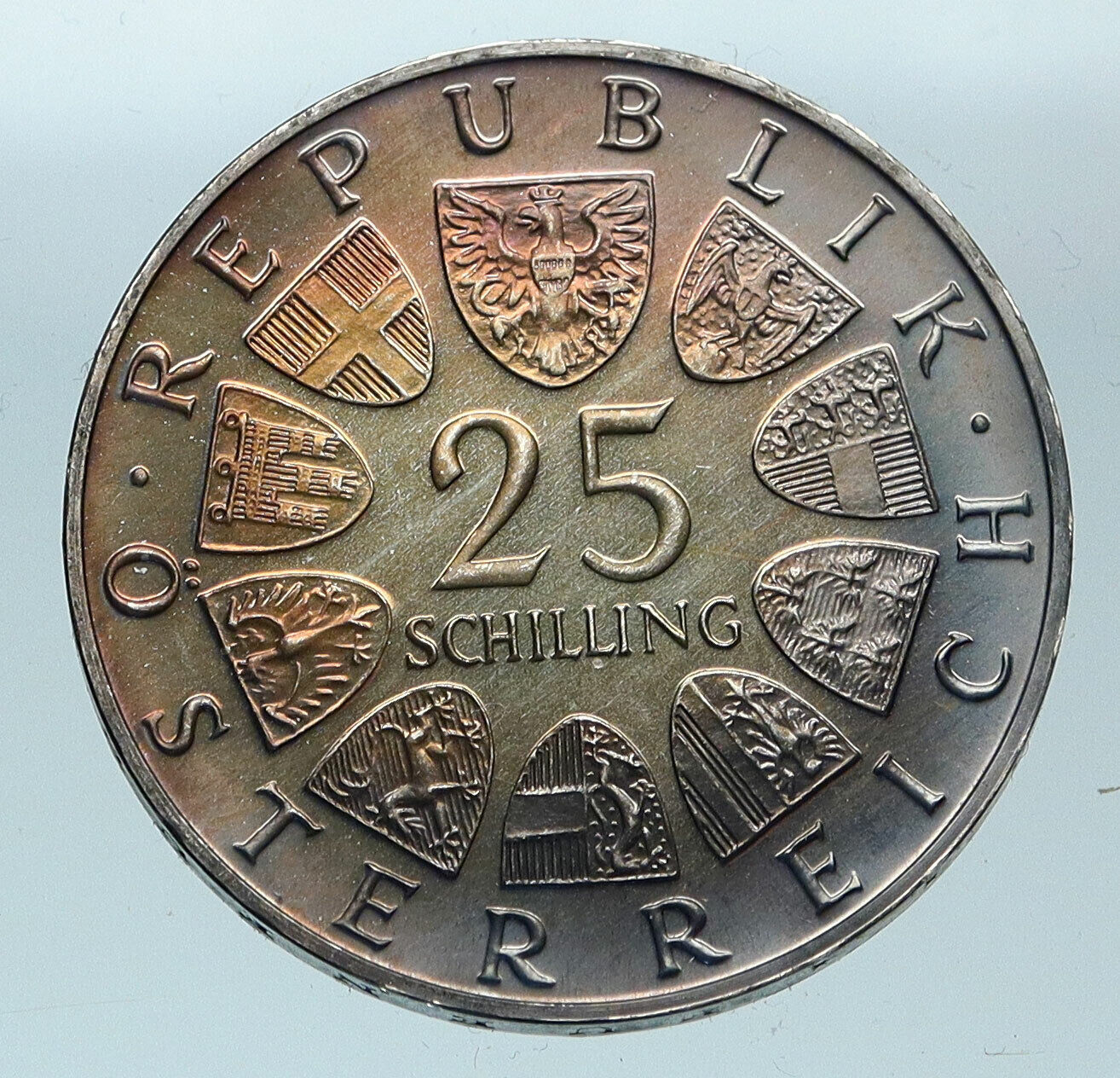 1965 AUSTRIA Vienna Tech School J J von Prechtl Proof Silver 25 Slng Coin i83666