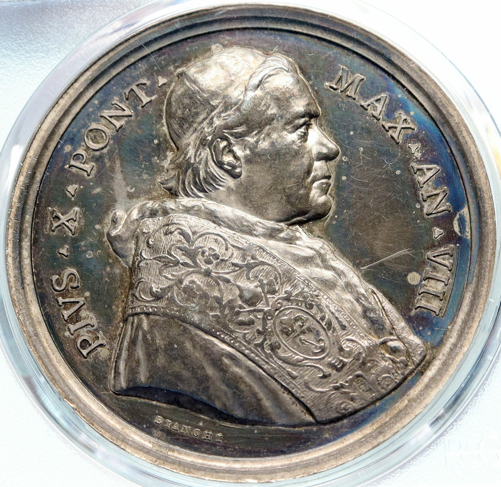 1911 VATICAN Christian POPE PIUS X SILVER SPECIMEN MEDAL Astronomy PCGS i83839