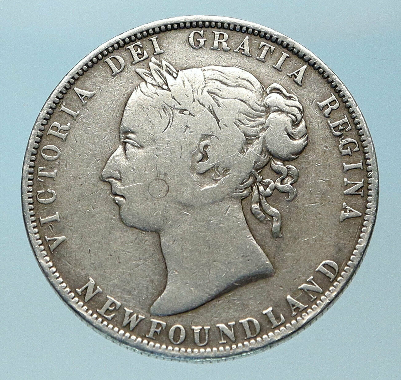 1899 CANADA NEWFOUNDLAND UK Queen VICTORIA Genuine Silver 50 Cent Coin i83795