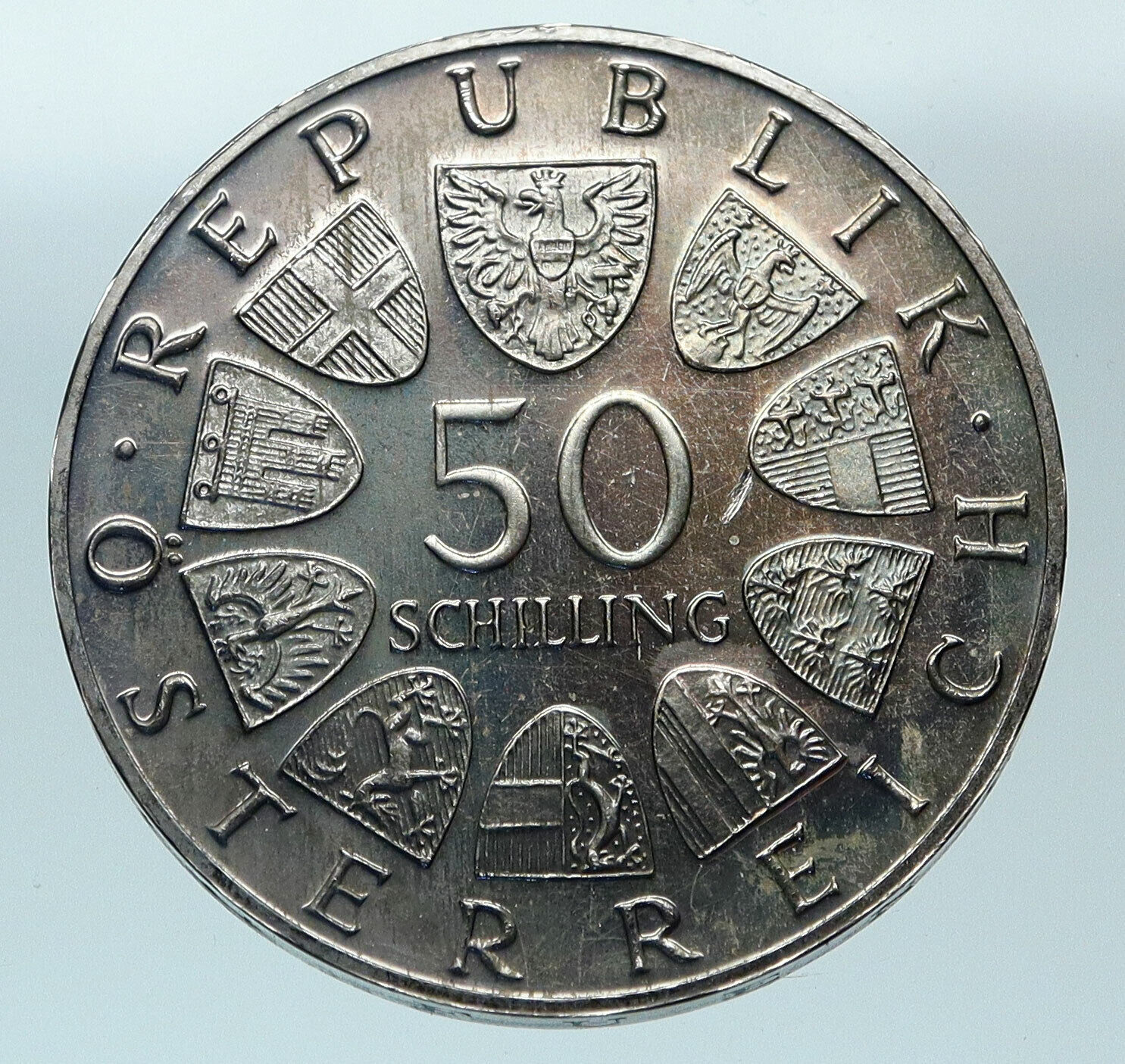 1965 AUSTRIA 600th of VIENNA UNIVERSITY Rudolf IV Der Stifter Silver Coin i83686