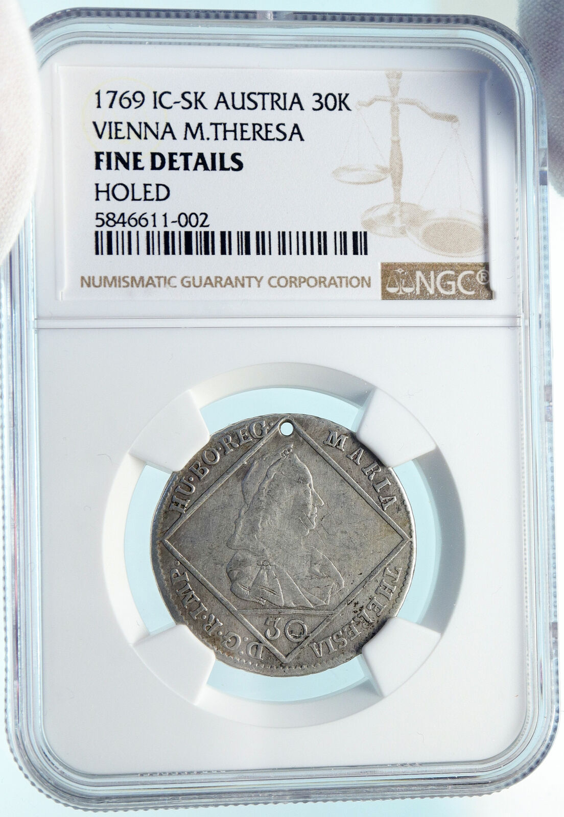 1769 AUSTRIA Queen Maria Theresa Old Antique 30 Kreuzer Austrian NGC Coin i83741