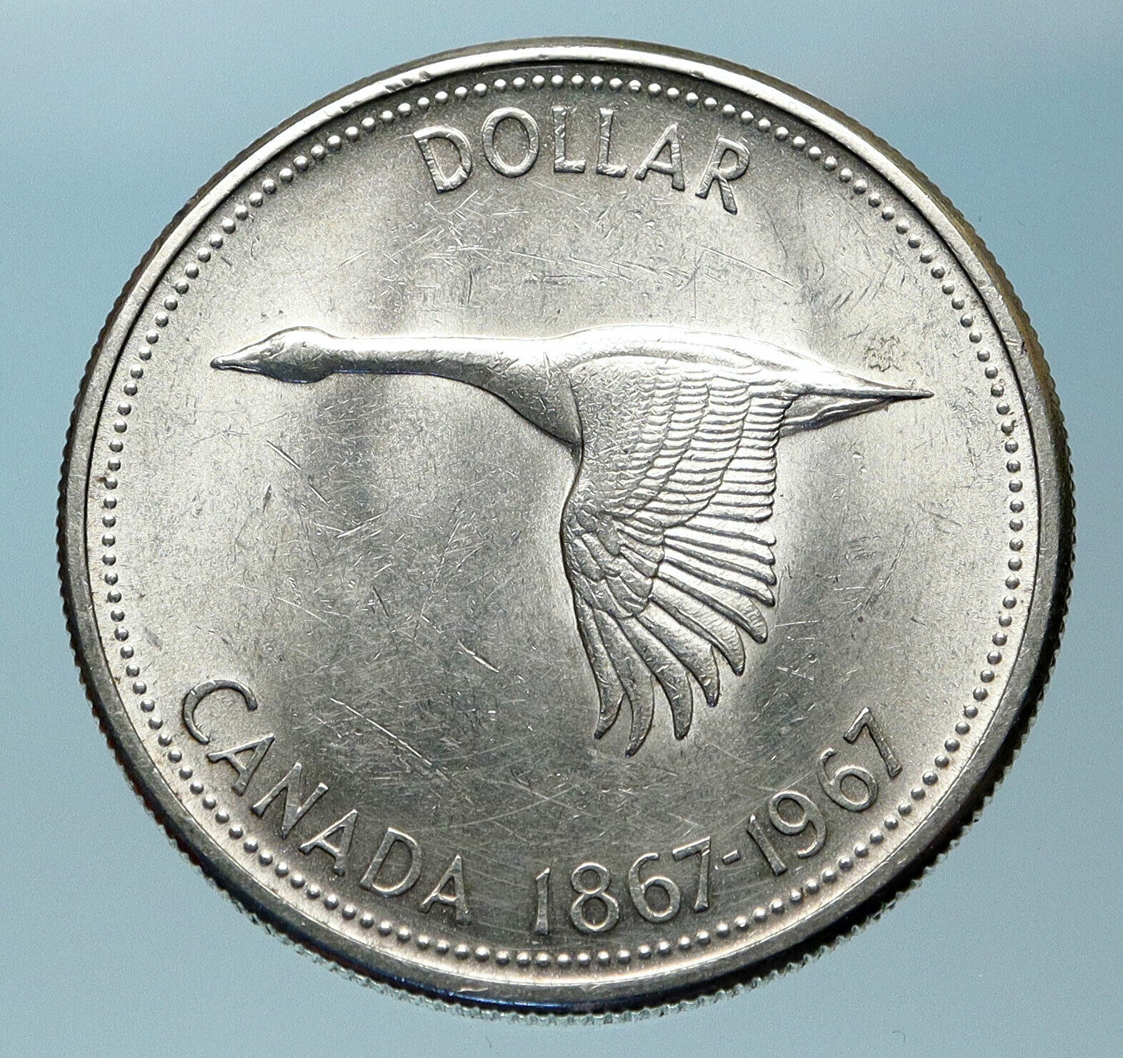 1967 CANADA Confederation Founding OLD Goose Genuine Silver Dollar Coin i83802