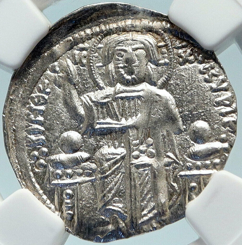 ANDRONICUS II PALAEOLOGUS Silver Basilicon Byzantine Coin CHRIST NGC i84254