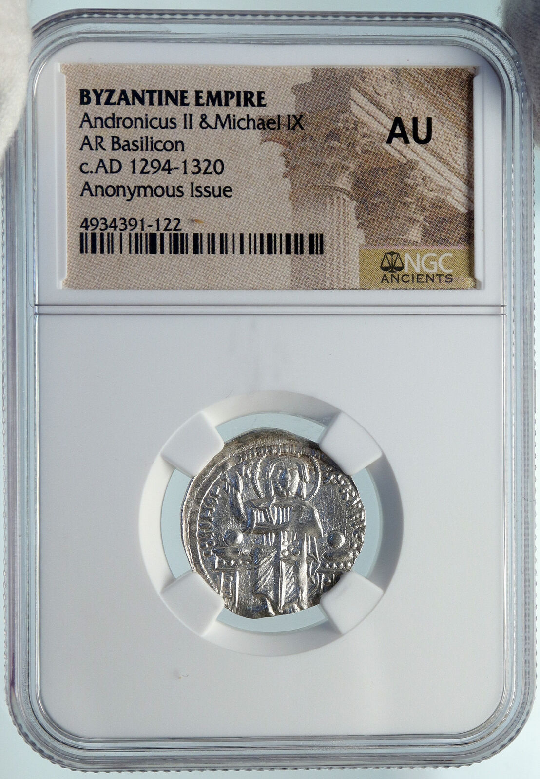 ANDRONICUS II PALAEOLOGUS Silver Basilicon Byzantine Coin CHRIST NGC i84254