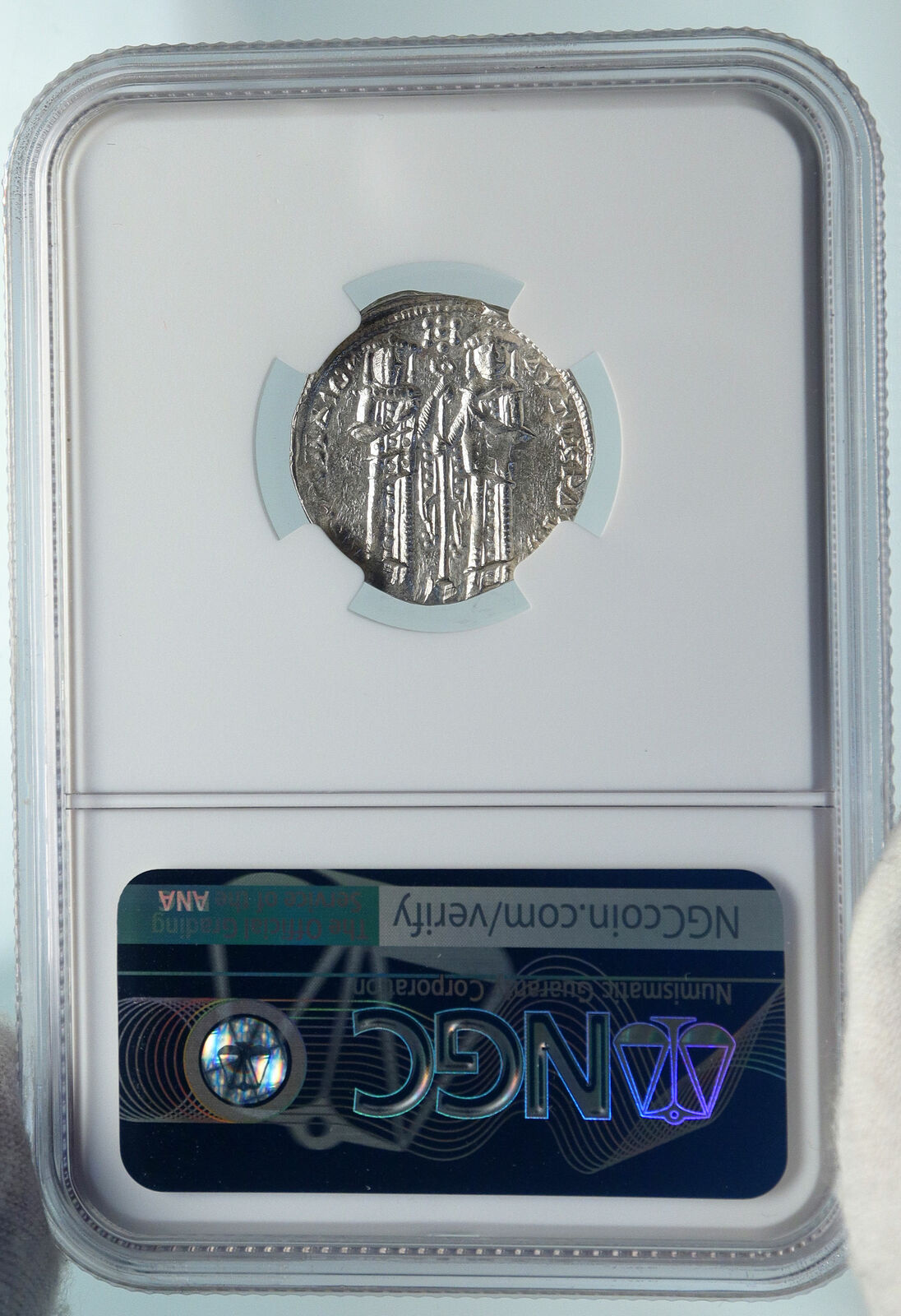 ANDRONICUS II PALAEOLOGUS Silver Basilicon Byzantine Coin CHRIST NGC i84254