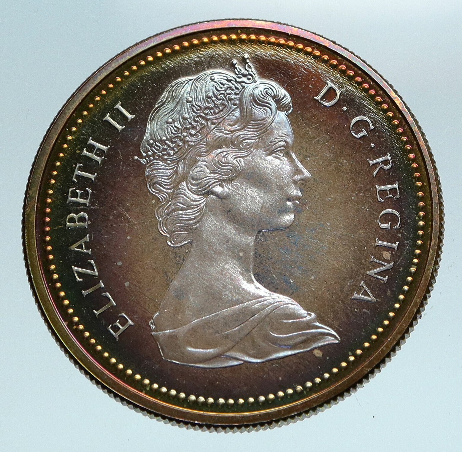 1971 Canada British Columbia UK Queen Elizabeth II Large Silver $ Coin i84170