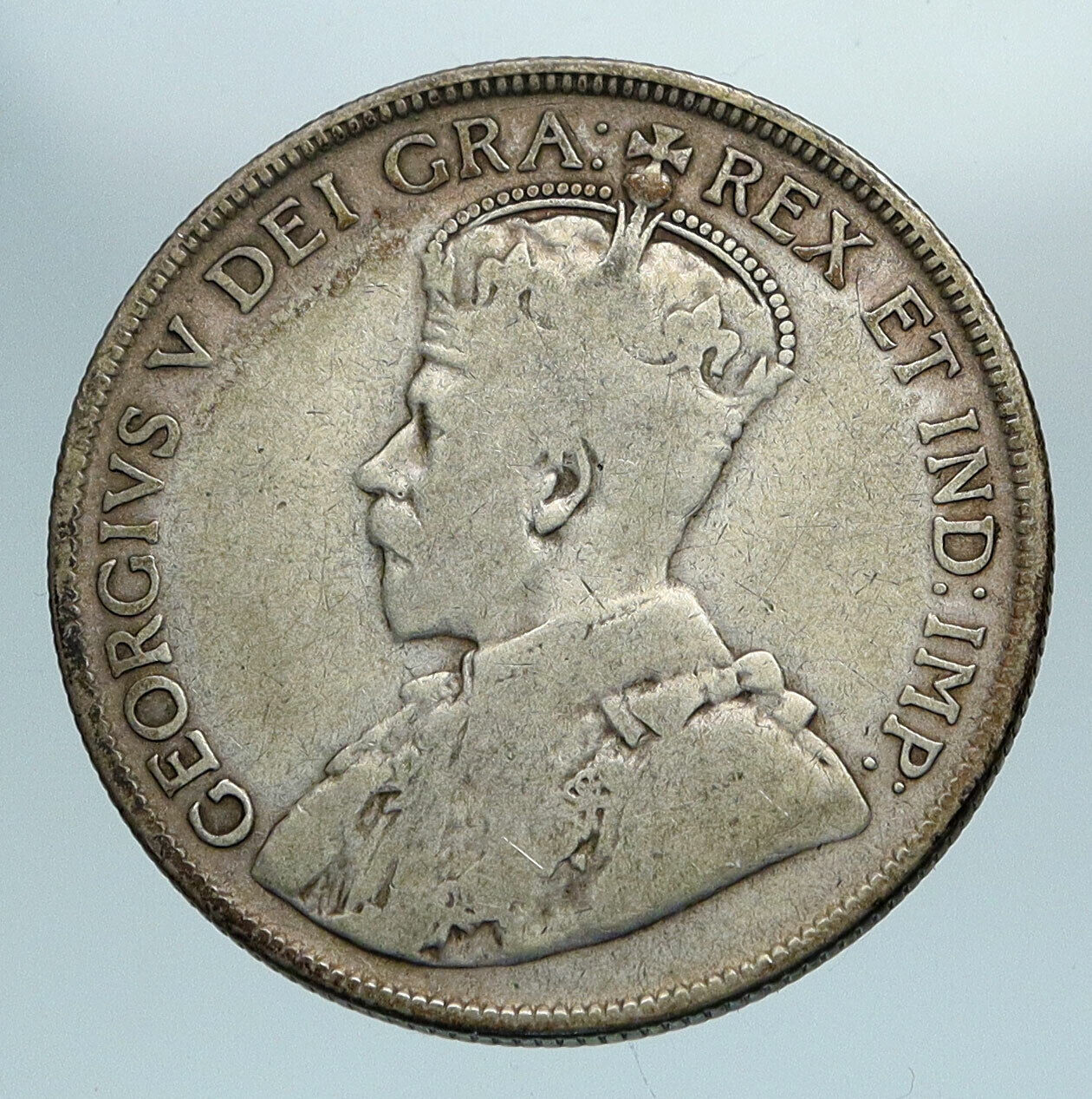 1929 CANADA UK King George V Genuine Antique SILVER 50 CENTS Coin i84172